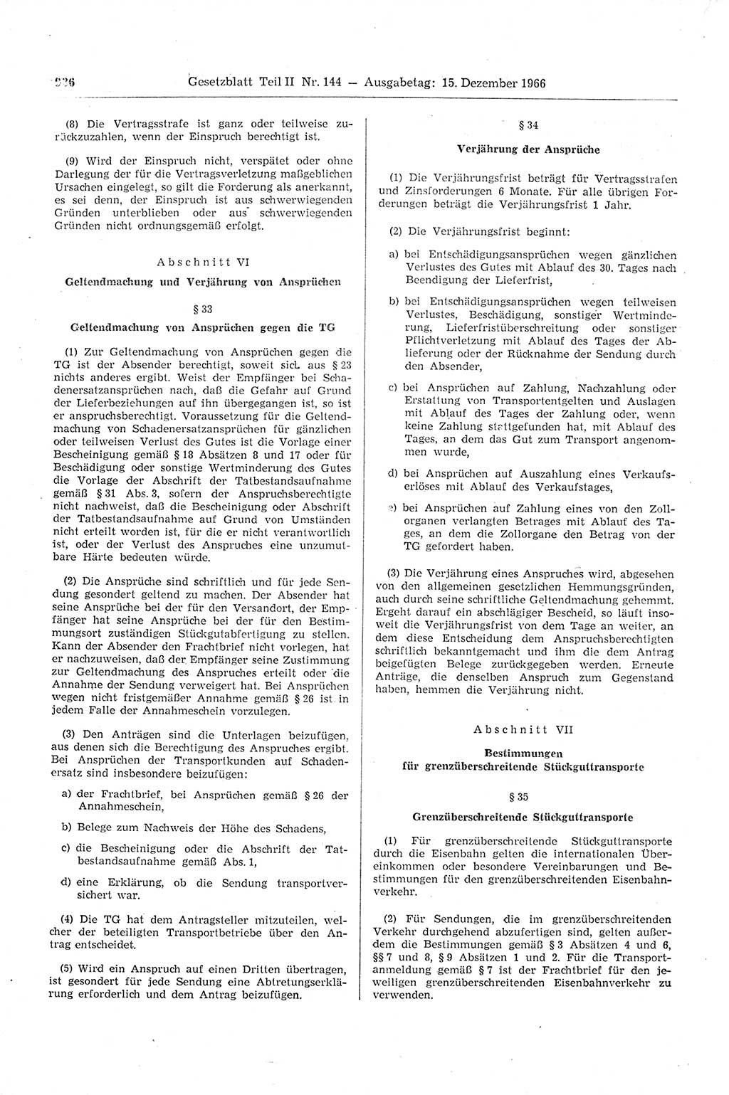 Gesetzblatt (GBl.) der Deutschen Demokratischen Republik (DDR) Teil ⅠⅠ 1966, Seite 936 (GBl. DDR ⅠⅠ 1966, S. 936)