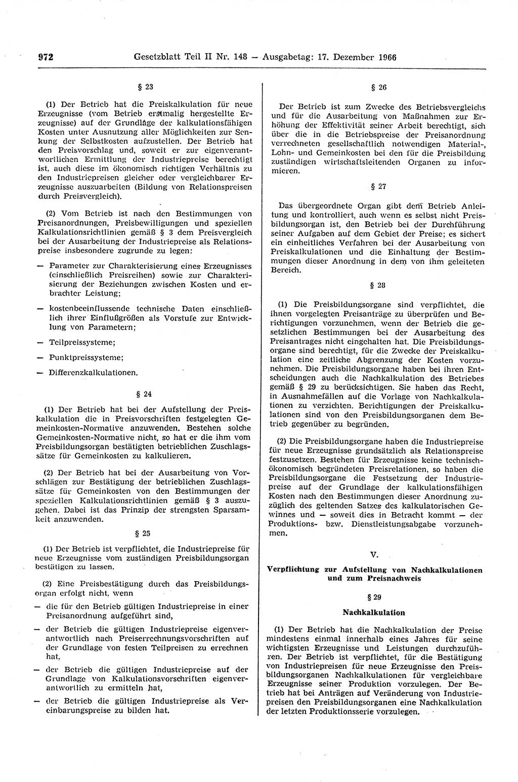 Gesetzblatt (GBl.) der Deutschen Demokratischen Republik (DDR) Teil ⅠⅠ 1966, Seite 972 (GBl. DDR ⅠⅠ 1966, S. 972)