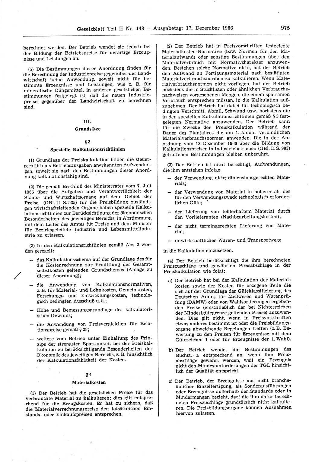 Gesetzblatt (GBl.) der Deutschen Demokratischen Republik (DDR) Teil ⅠⅠ 1966, Seite 975 (GBl. DDR ⅠⅠ 1966, S. 975)