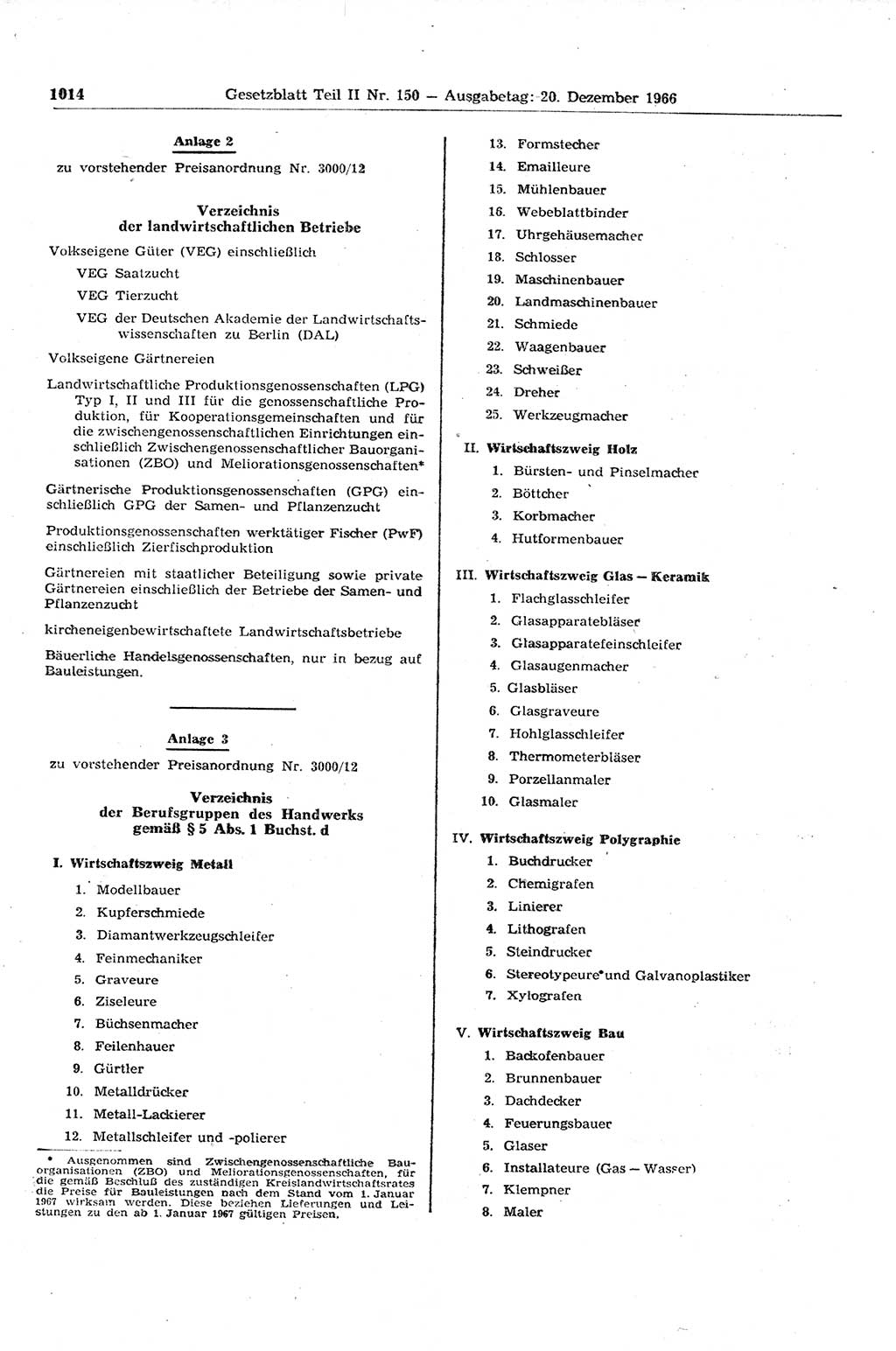 Gesetzblatt (GBl.) der Deutschen Demokratischen Republik (DDR) Teil ⅠⅠ 1966, Seite 1014 (GBl. DDR ⅠⅠ 1966, S. 1014)