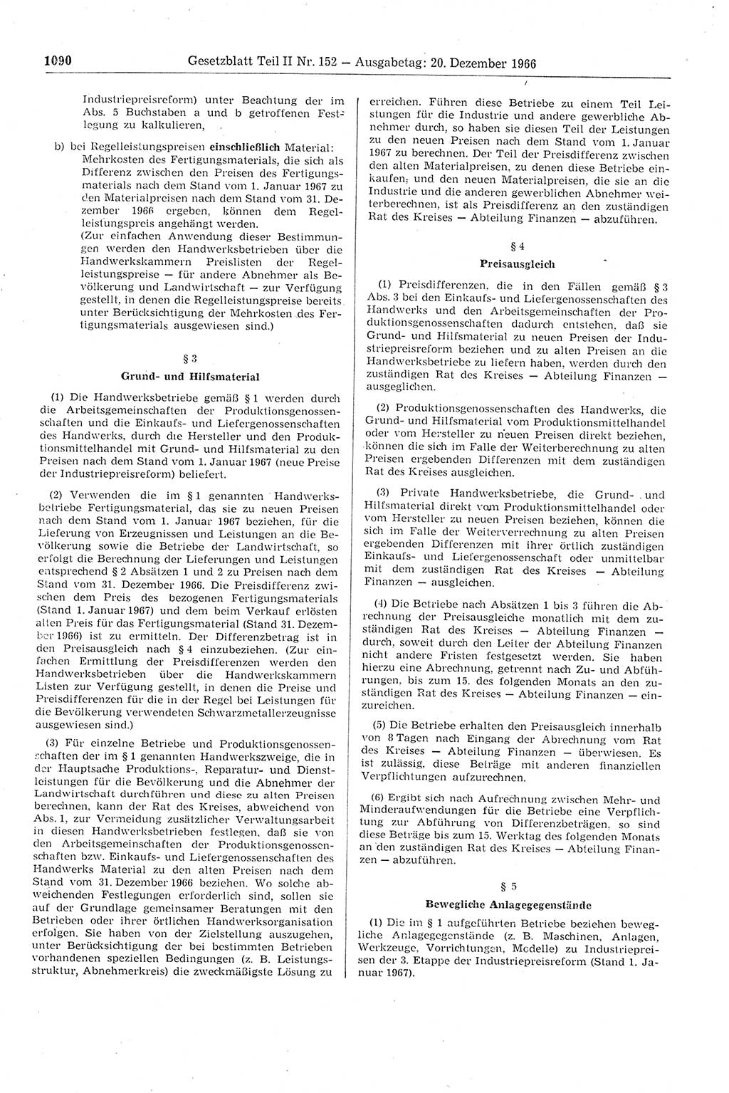 Gesetzblatt (GBl.) der Deutschen Demokratischen Republik (DDR) Teil ⅠⅠ 1966, Seite 1090 (GBl. DDR ⅠⅠ 1966, S. 1090)