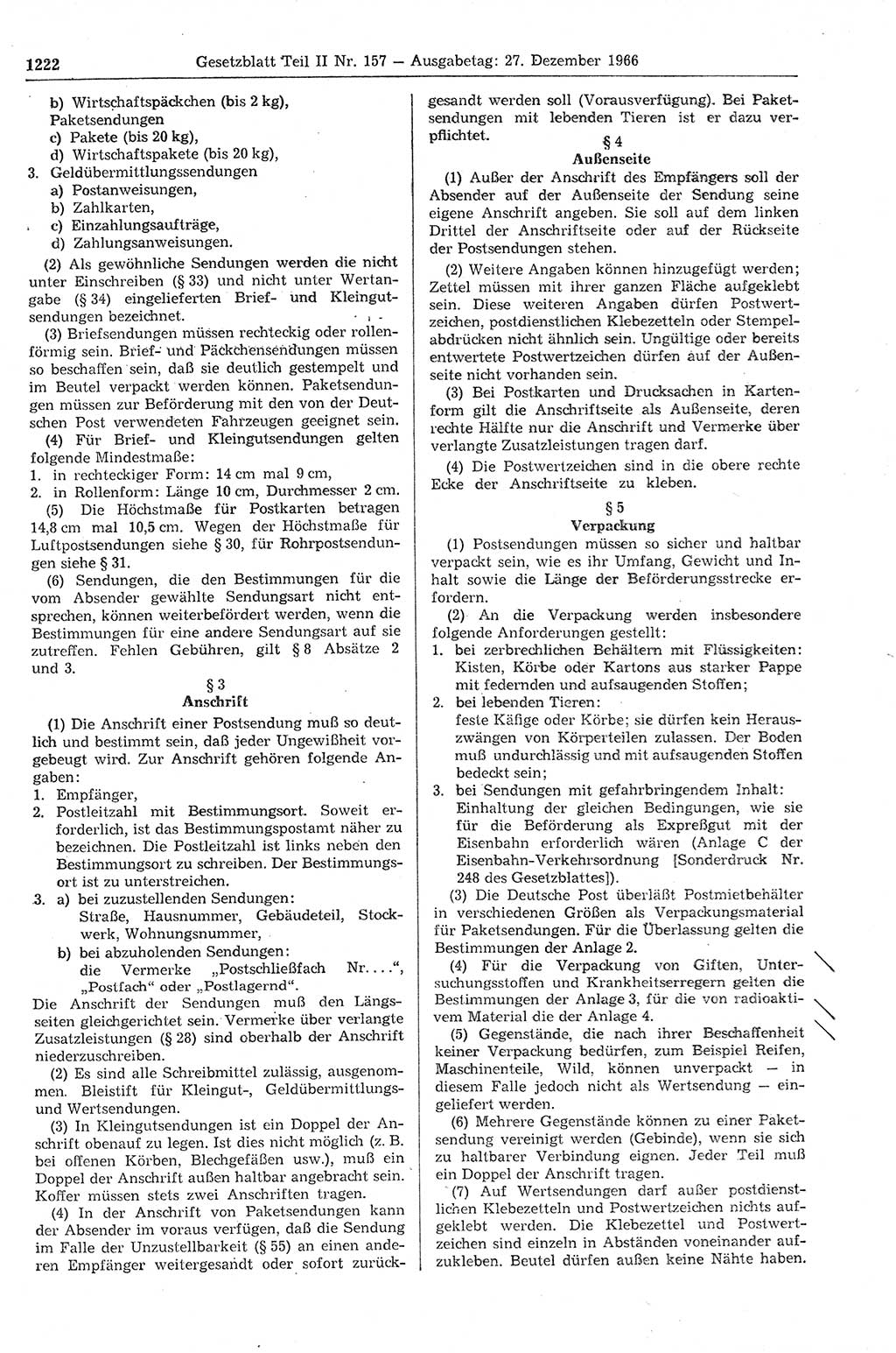 Gesetzblatt (GBl.) der Deutschen Demokratischen Republik (DDR) Teil ⅠⅠ 1966, Seite 1222 (GBl. DDR ⅠⅠ 1966, S. 1222)