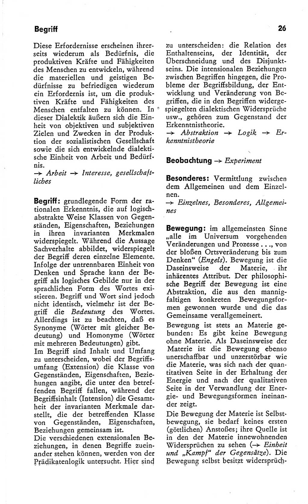 Kleines Wörterbuch der marxistisch-leninistischen Philosophie [Deutsche Demokratische Republik (DDR)] 1966, Seite 26 (Kl. Wb. ML Phil. DDR 1966, S. 26)