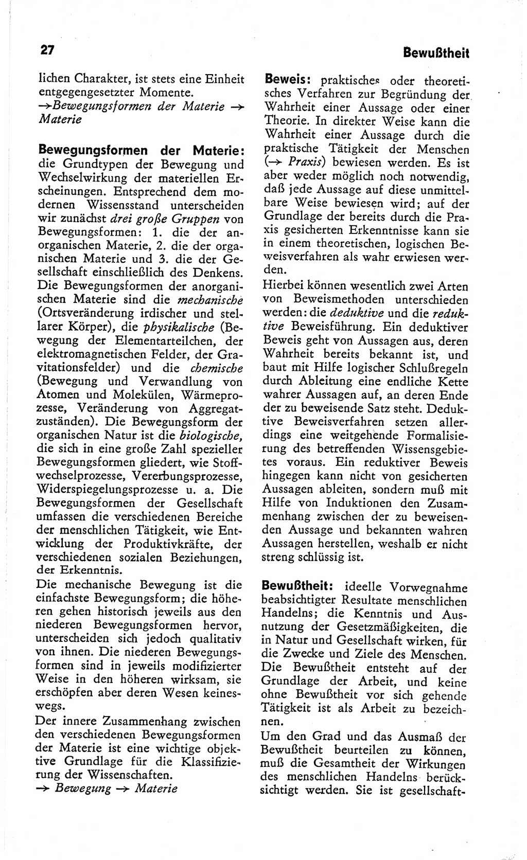Kleines Wörterbuch der marxistisch-leninistischen Philosophie [Deutsche Demokratische Republik (DDR)] 1966, Seite 27 (Kl. Wb. ML Phil. DDR 1966, S. 27)