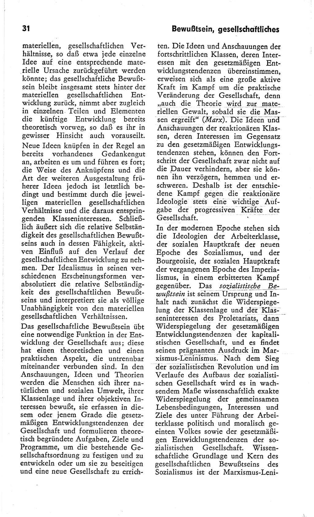 Kleines Wörterbuch der marxistisch-leninistischen Philosophie [Deutsche Demokratische Republik (DDR)] 1966, Seite 31 (Kl. Wb. ML Phil. DDR 1966, S. 31)