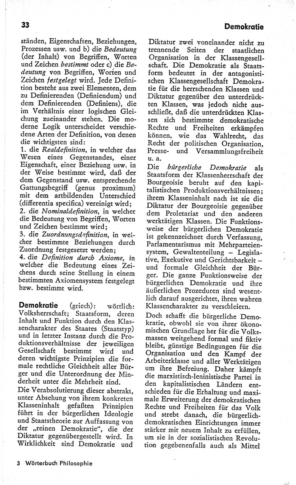 Kleines Wörterbuch der marxistisch-leninistischen Philosophie [Deutsche Demokratische Republik (DDR)] 1966, Seite 33 (Kl. Wb. ML Phil. DDR 1966, S. 33)