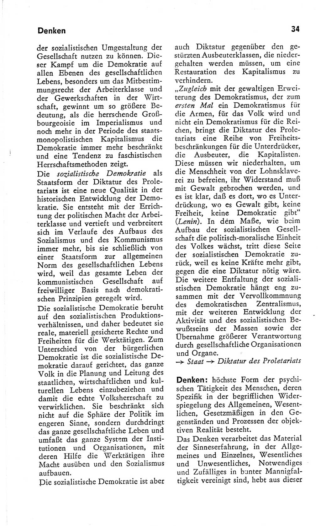 Kleines Wörterbuch der marxistisch-leninistischen Philosophie [Deutsche Demokratische Republik (DDR)] 1966, Seite 34 (Kl. Wb. ML Phil. DDR 1966, S. 34)