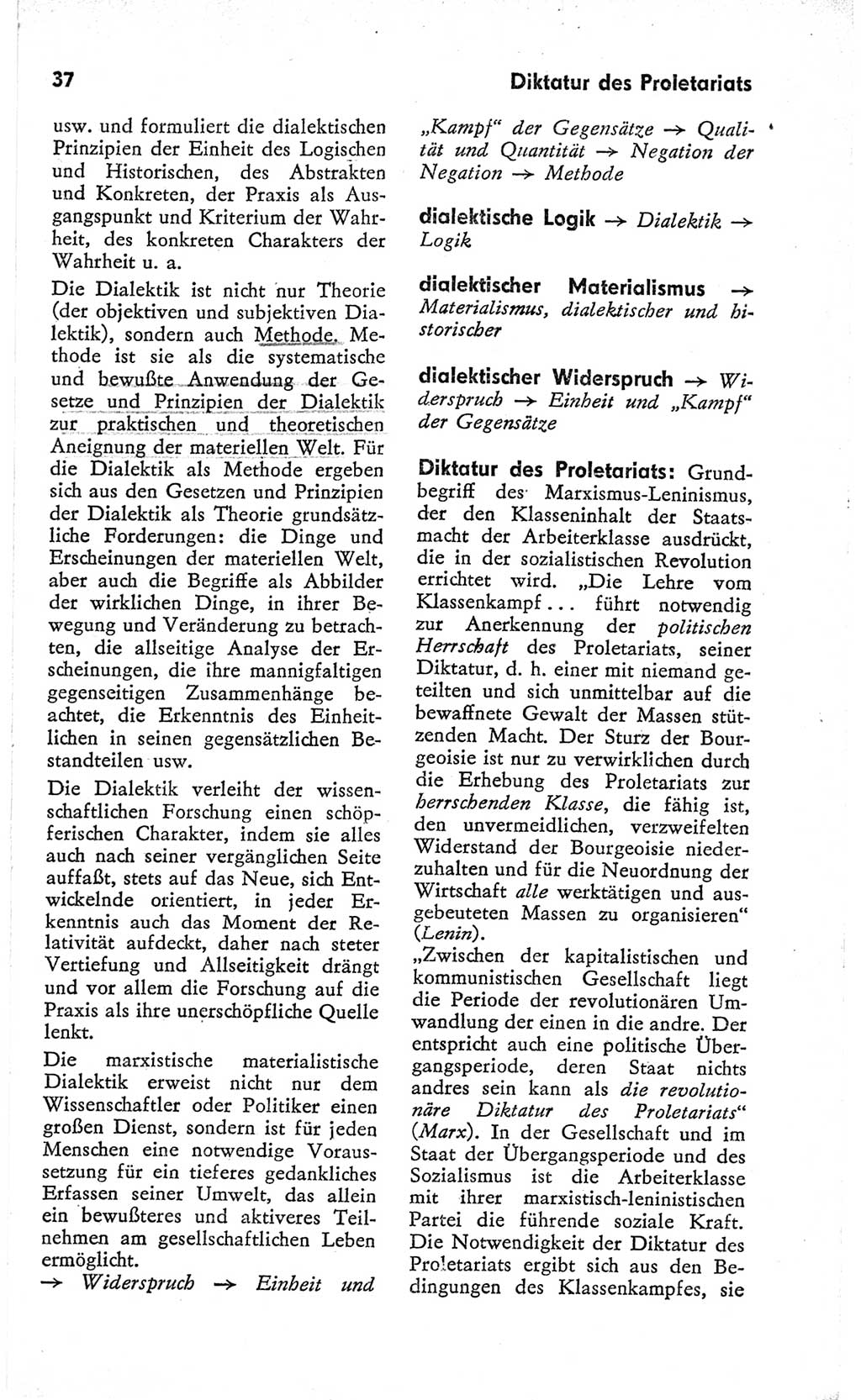 Kleines Wörterbuch der marxistisch-leninistischen Philosophie [Deutsche Demokratische Republik (DDR)] 1966, Seite 37 (Kl. Wb. ML Phil. DDR 1966, S. 37)
