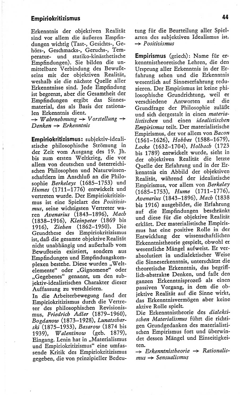 Kleines Wörterbuch der marxistisch-leninistischen Philosophie [Deutsche Demokratische Republik (DDR)] 1966, Seite 44 (Kl. Wb. ML Phil. DDR 1966, S. 44)