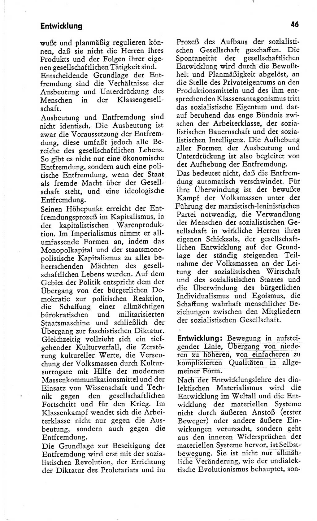 Kleines Wörterbuch der marxistisch-leninistischen Philosophie [Deutsche Demokratische Republik (DDR)] 1966, Seite 46 (Kl. Wb. ML Phil. DDR 1966, S. 46)