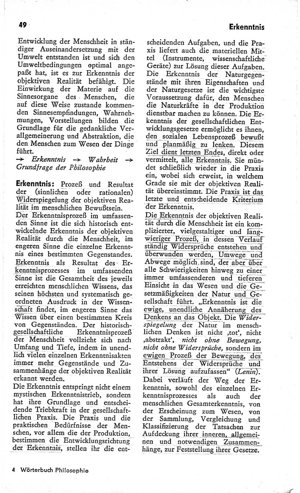 Kleines Wörterbuch der marxistisch-leninistischen Philosophie [Deutsche Demokratische Republik (DDR)] 1966, Seite 49 (Kl. Wb. ML Phil. DDR 1966, S. 49)