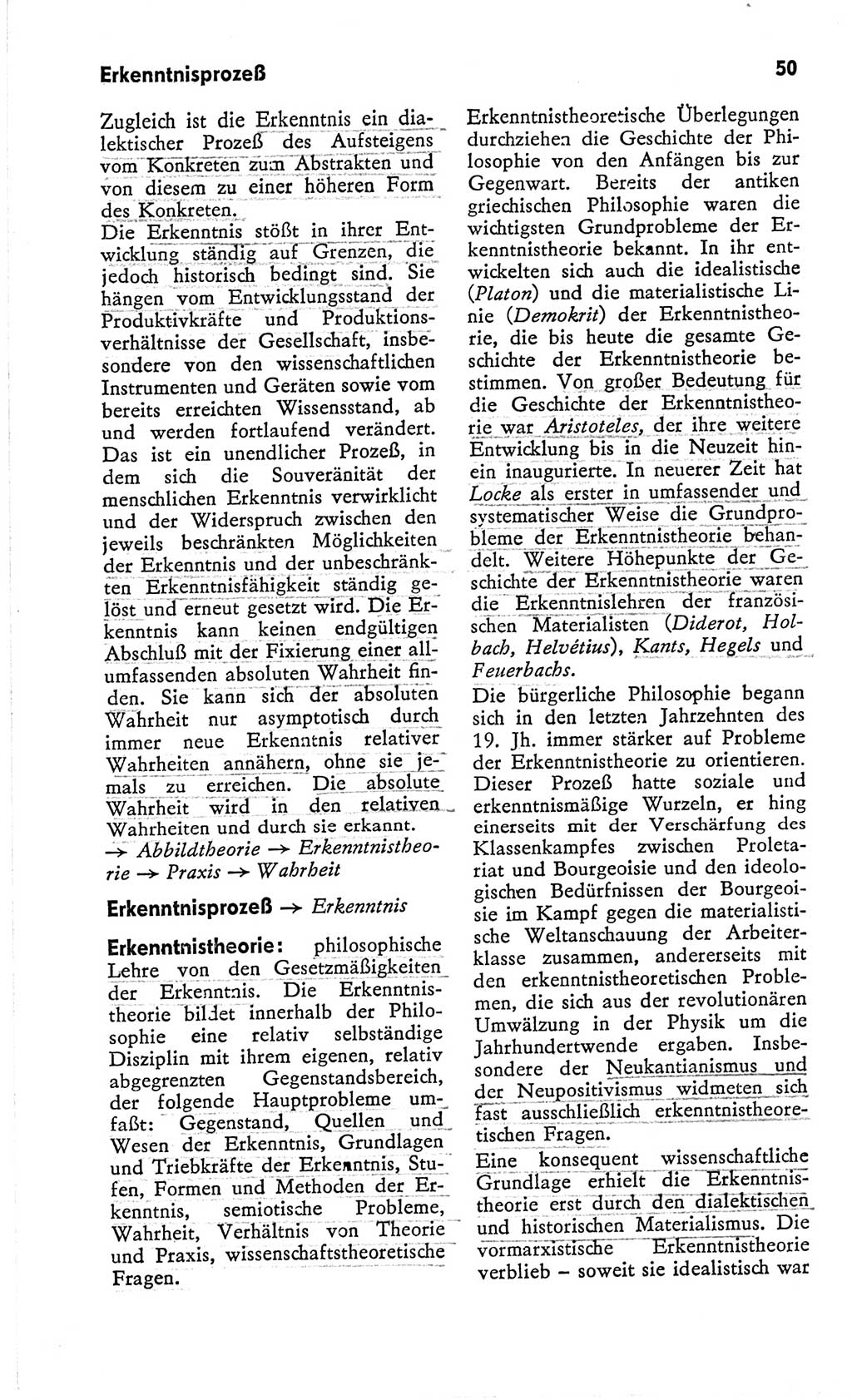 Kleines Wörterbuch der marxistisch-leninistischen Philosophie [Deutsche Demokratische Republik (DDR)] 1966, Seite 50 (Kl. Wb. ML Phil. DDR 1966, S. 50)