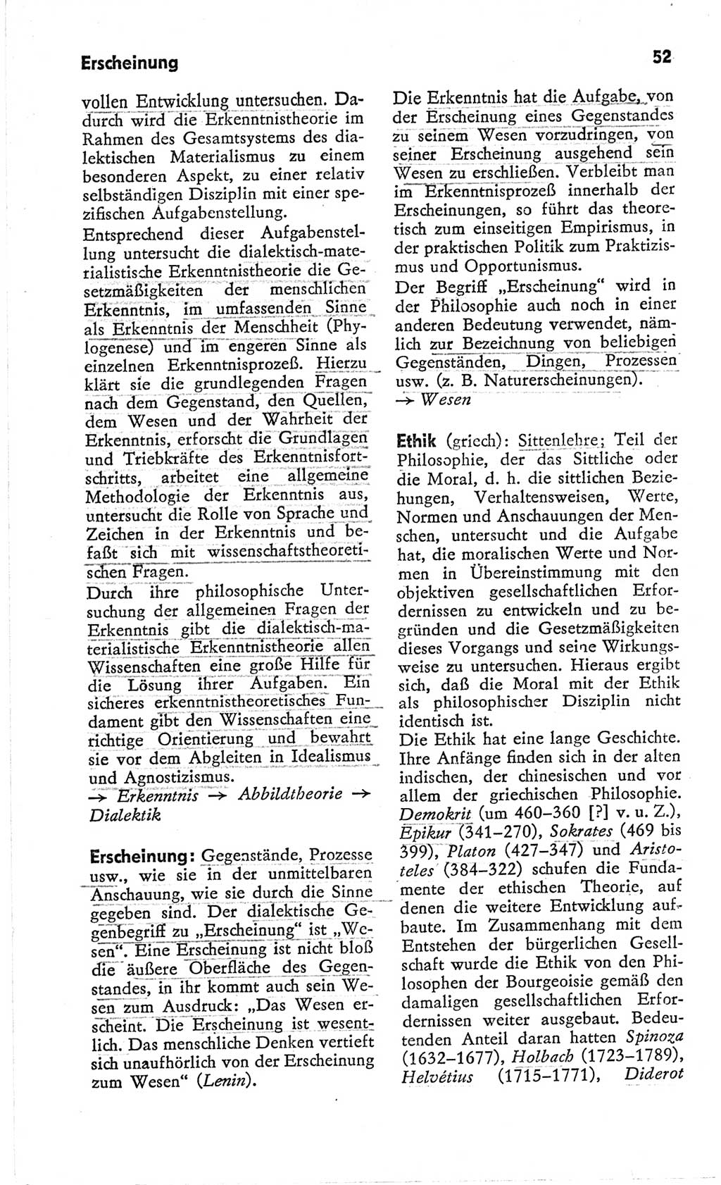 Kleines Wörterbuch der marxistisch-leninistischen Philosophie [Deutsche Demokratische Republik (DDR)] 1966, Seite 52 (Kl. Wb. ML Phil. DDR 1966, S. 52)