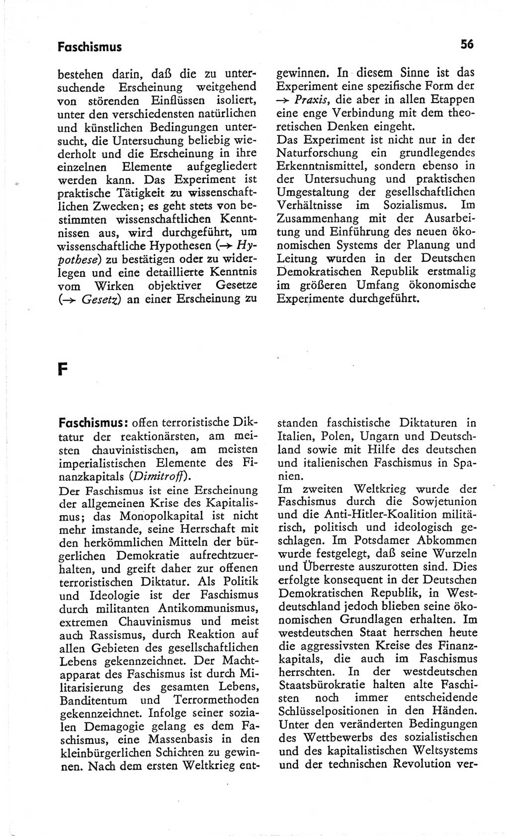 Kleines Wörterbuch der marxistisch-leninistischen Philosophie [Deutsche Demokratische Republik (DDR)] 1966, Seite 56 (Kl. Wb. ML Phil. DDR 1966, S. 56)