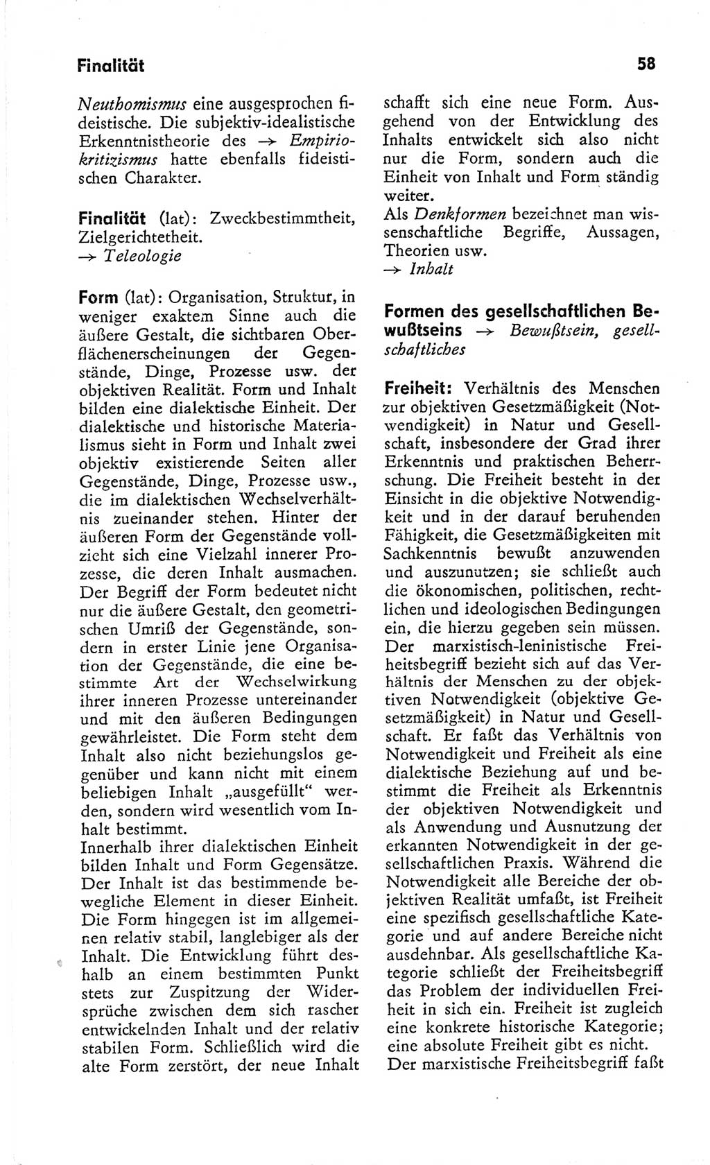 Kleines Wörterbuch der marxistisch-leninistischen Philosophie [Deutsche Demokratische Republik (DDR)] 1966, Seite 58 (Kl. Wb. ML Phil. DDR 1966, S. 58)