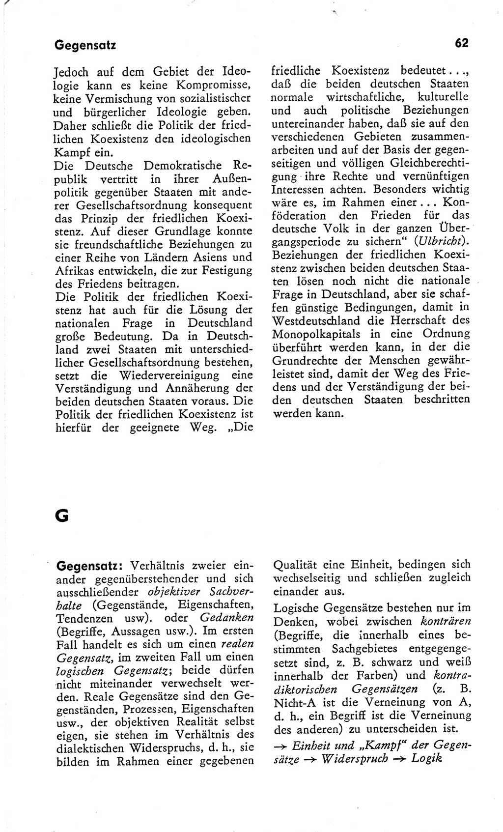 Kleines Wörterbuch der marxistisch-leninistischen Philosophie [Deutsche Demokratische Republik (DDR)] 1966, Seite 62 (Kl. Wb. ML Phil. DDR 1966, S. 62)