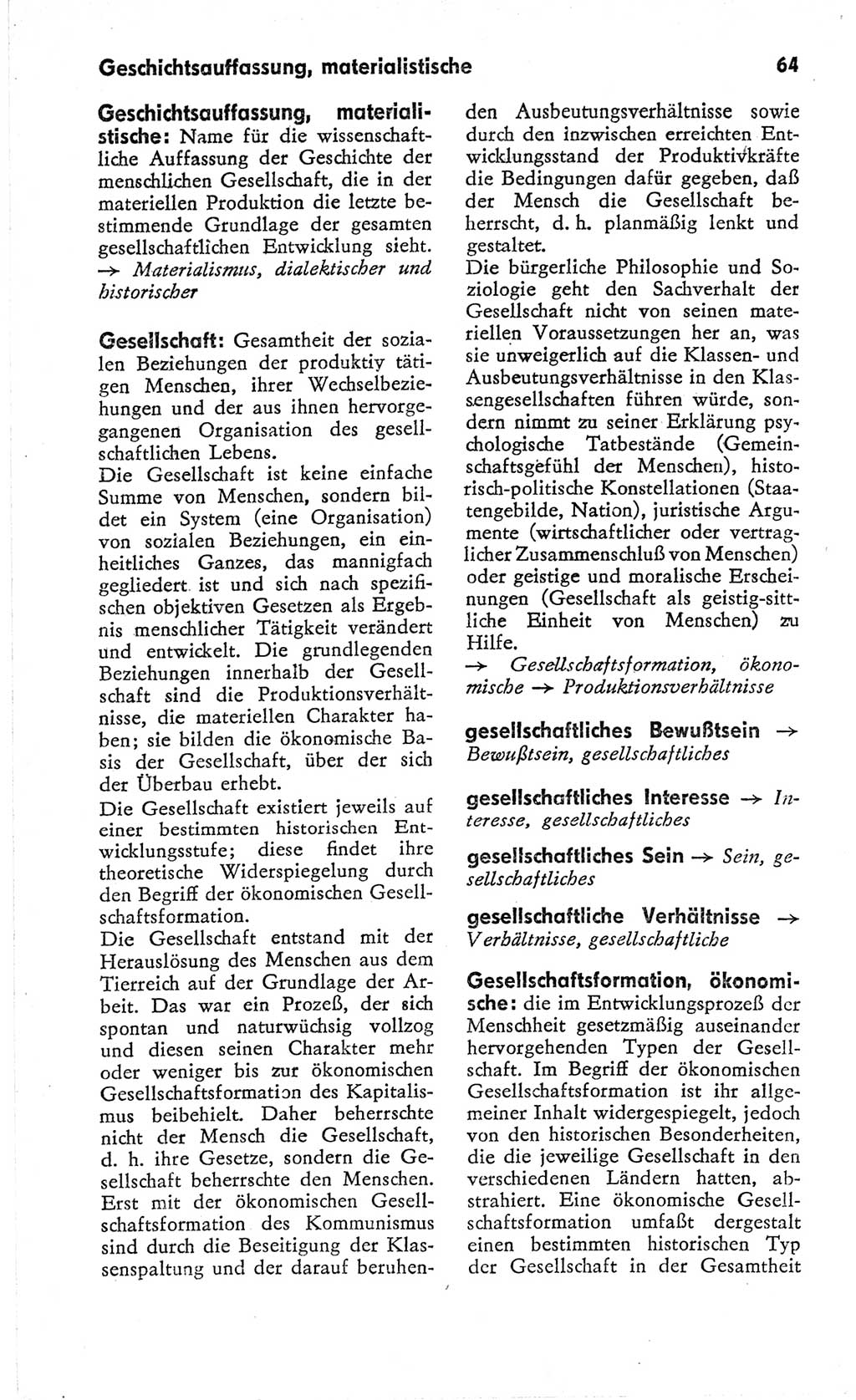 Kleines Wörterbuch der marxistisch-leninistischen Philosophie [Deutsche Demokratische Republik (DDR)] 1966, Seite 64 (Kl. Wb. ML Phil. DDR 1966, S. 64)