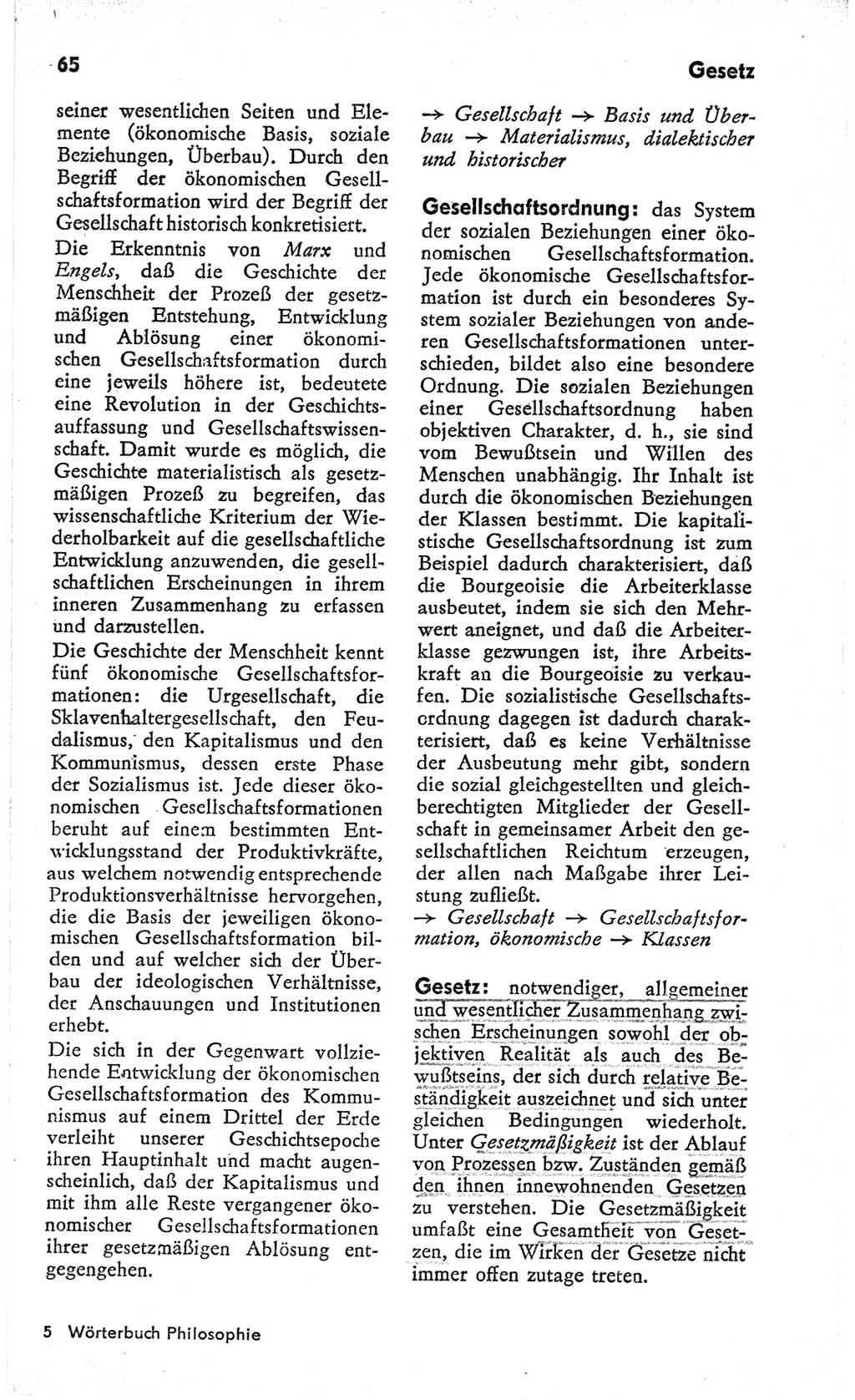 Kleines Wörterbuch der marxistisch-leninistischen Philosophie [Deutsche Demokratische Republik (DDR)] 1966, Seite 65 (Kl. Wb. ML Phil. DDR 1966, S. 65)