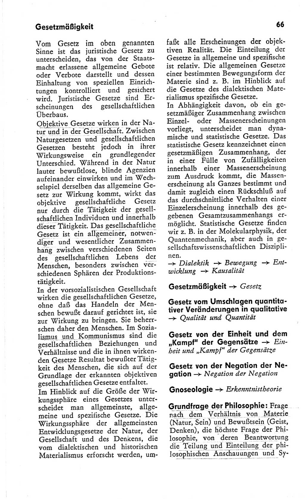Kleines Wörterbuch der marxistisch-leninistischen Philosophie [Deutsche Demokratische Republik (DDR)] 1966, Seite 66 (Kl. Wb. ML Phil. DDR 1966, S. 66)