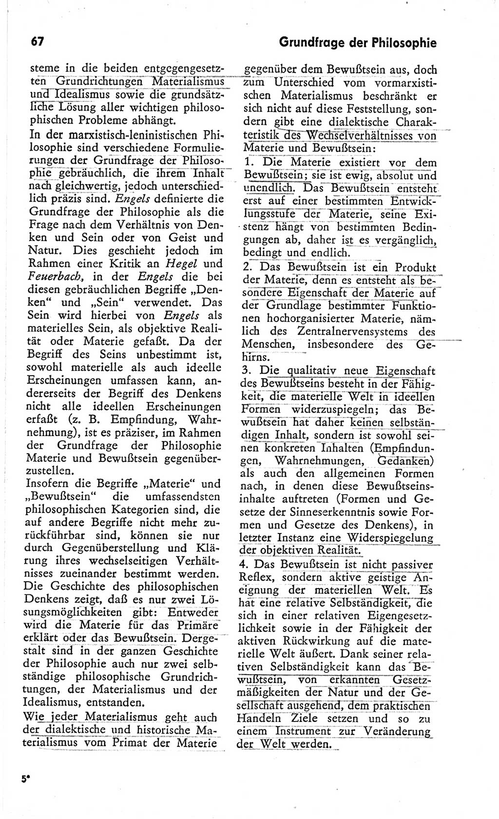 Kleines Wörterbuch der marxistisch-leninistischen Philosophie [Deutsche Demokratische Republik (DDR)] 1966, Seite 67 (Kl. Wb. ML Phil. DDR 1966, S. 67)