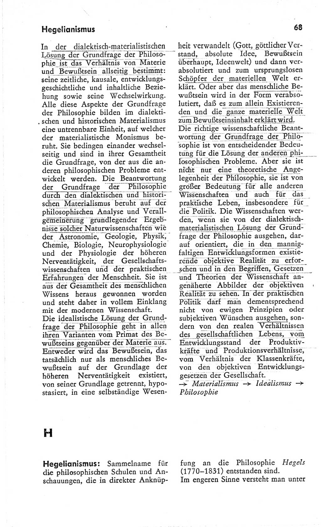Kleines Wörterbuch der marxistisch-leninistischen Philosophie [Deutsche Demokratische Republik (DDR)] 1966, Seite 68 (Kl. Wb. ML Phil. DDR 1966, S. 68)