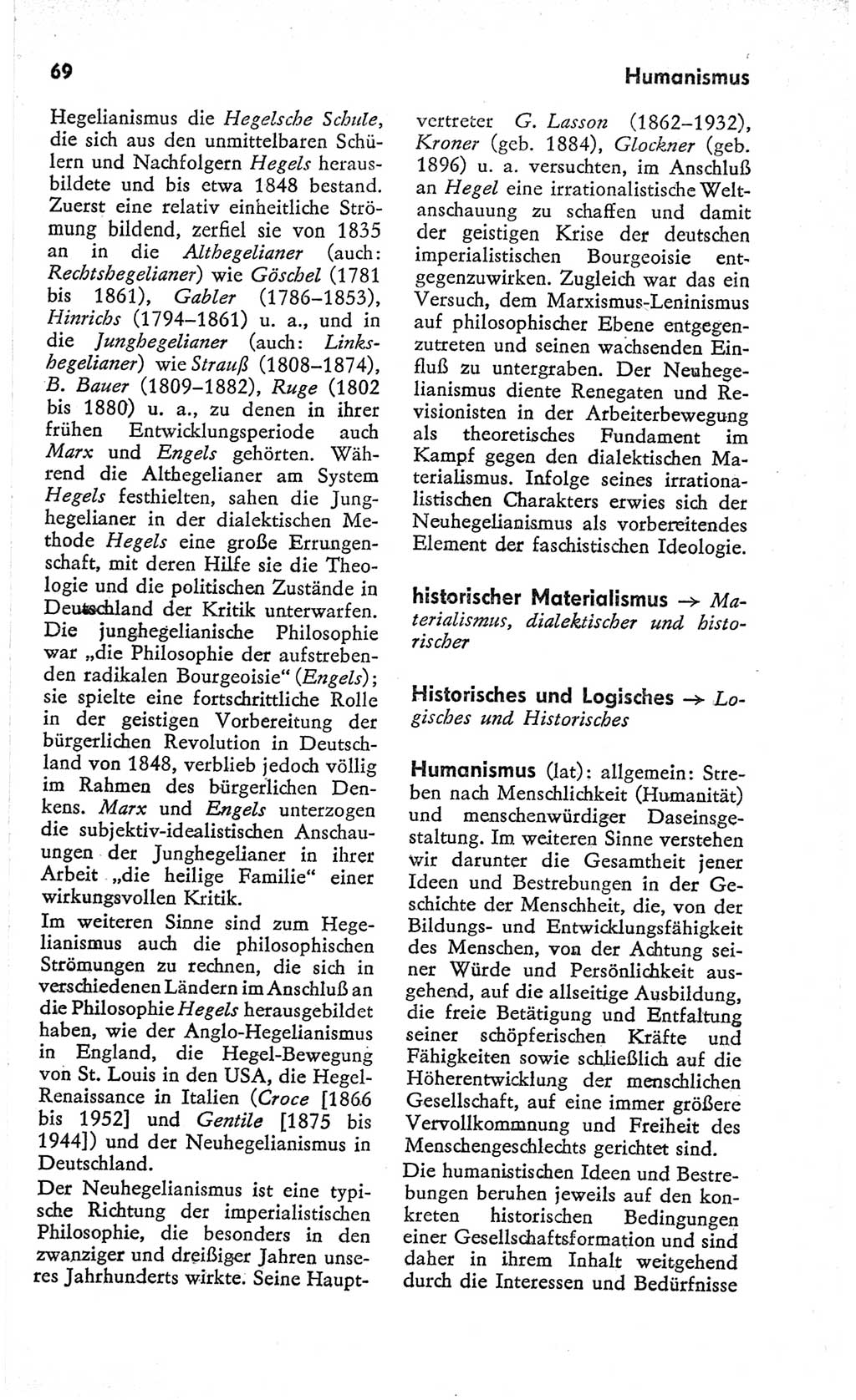 Kleines Wörterbuch der marxistisch-leninistischen Philosophie [Deutsche Demokratische Republik (DDR)] 1966, Seite 69 (Kl. Wb. ML Phil. DDR 1966, S. 69)