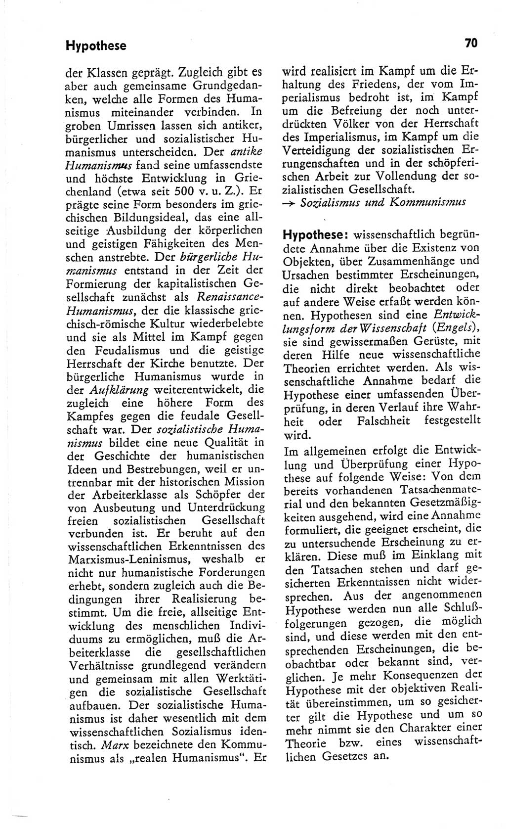 Kleines Wörterbuch der marxistisch-leninistischen Philosophie [Deutsche Demokratische Republik (DDR)] 1966, Seite 70 (Kl. Wb. ML Phil. DDR 1966, S. 70)
