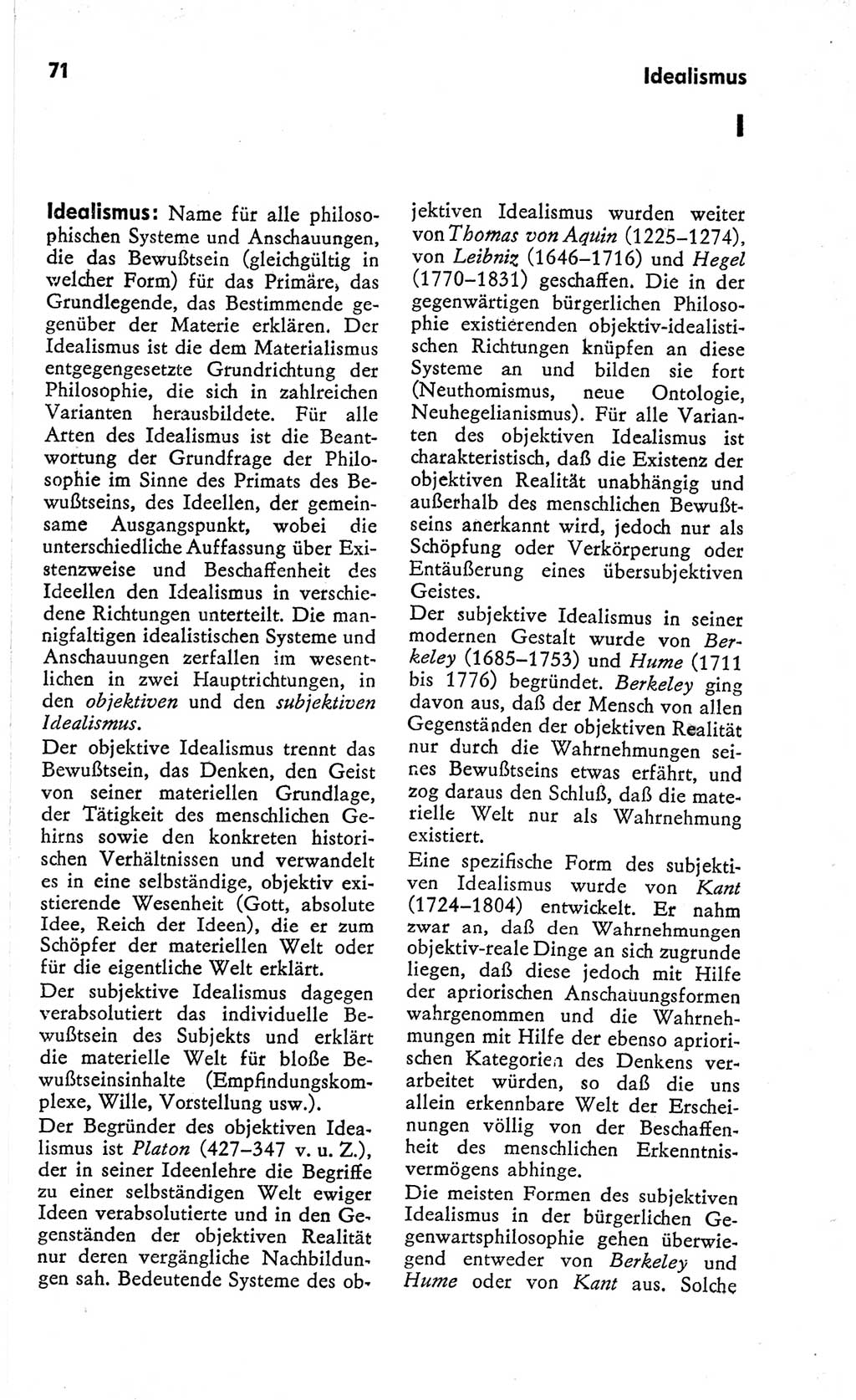 Kleines Wörterbuch der marxistisch-leninistischen Philosophie [Deutsche Demokratische Republik (DDR)] 1966, Seite 71 (Kl. Wb. ML Phil. DDR 1966, S. 71)