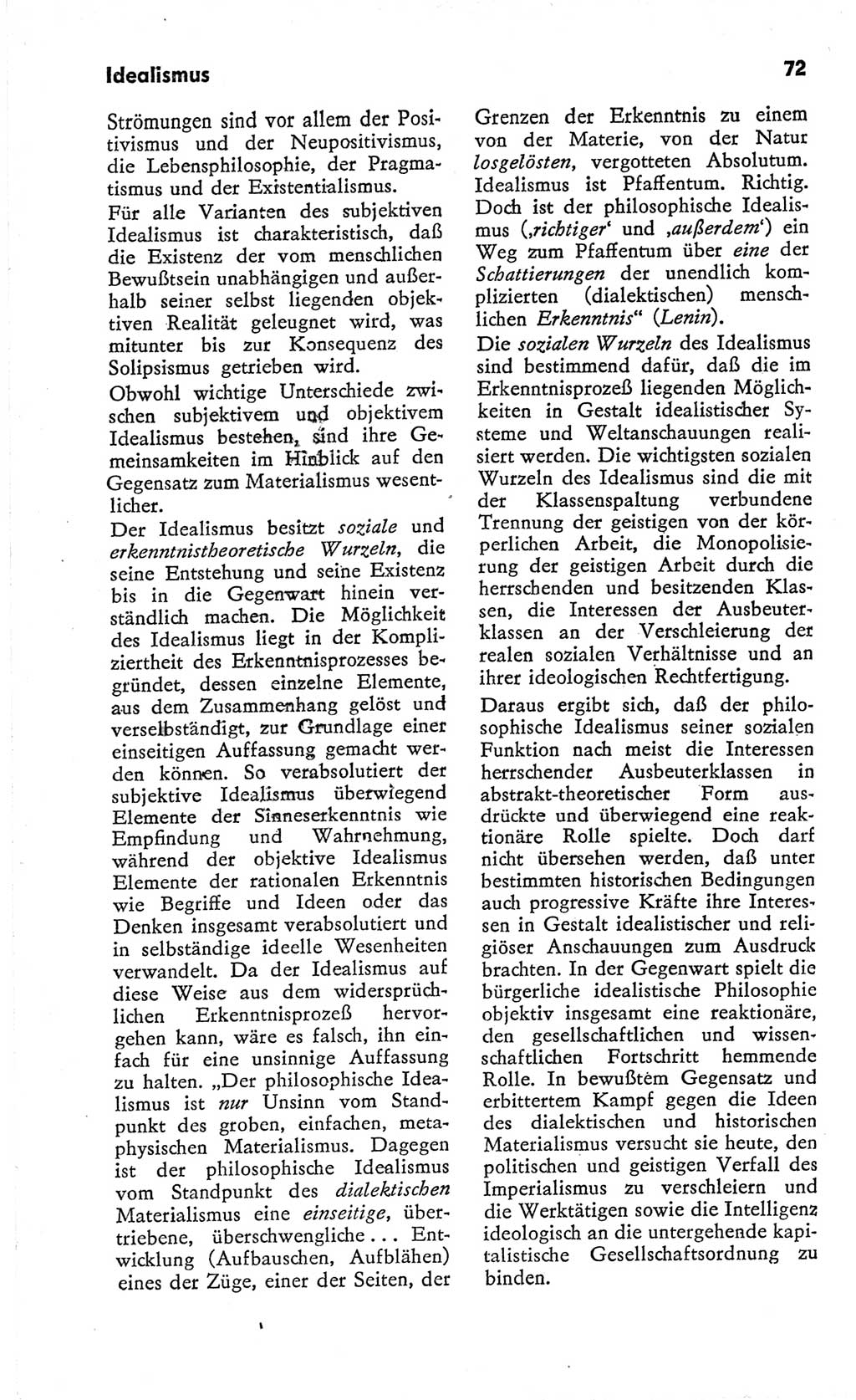 Kleines Wörterbuch der marxistisch-leninistischen Philosophie [Deutsche Demokratische Republik (DDR)] 1966, Seite 72 (Kl. Wb. ML Phil. DDR 1966, S. 72)