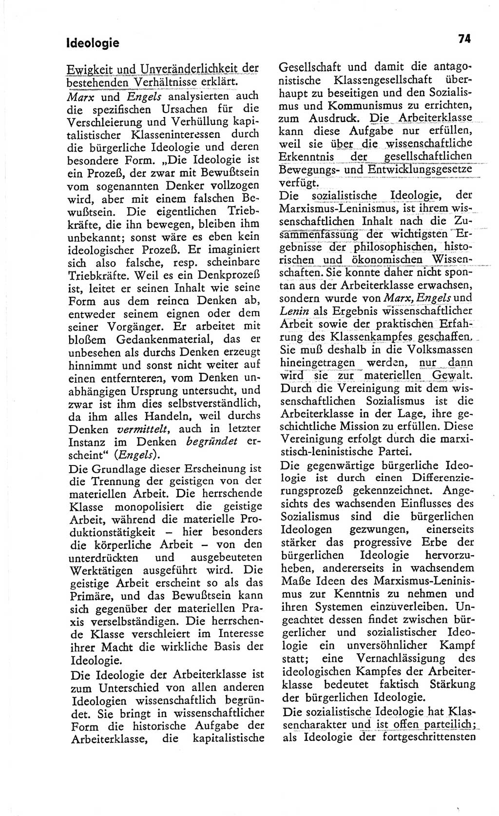 Kleines Wörterbuch der marxistisch-leninistischen Philosophie [Deutsche Demokratische Republik (DDR)] 1966, Seite 74 (Kl. Wb. ML Phil. DDR 1966, S. 74)