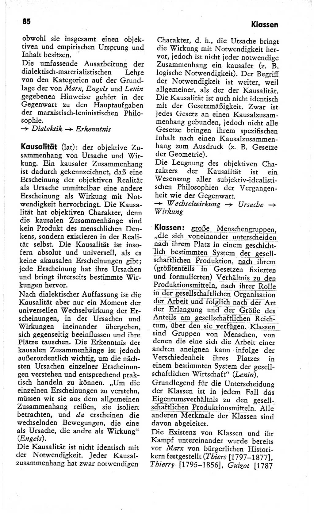 Kleines Wörterbuch der marxistisch-leninistischen Philosophie [Deutsche Demokratische Republik (DDR)] 1966, Seite 85 (Kl. Wb. ML Phil. DDR 1966, S. 85)