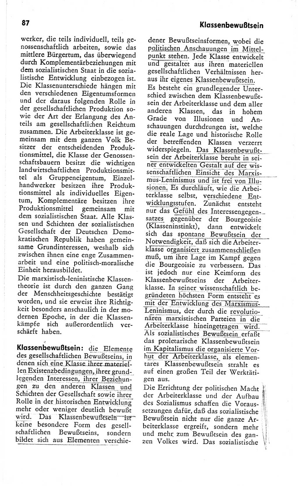 Kleines Wörterbuch der marxistisch-leninistischen Philosophie [Deutsche Demokratische Republik (DDR)] 1966, Seite 87 (Kl. Wb. ML Phil. DDR 1966, S. 87)