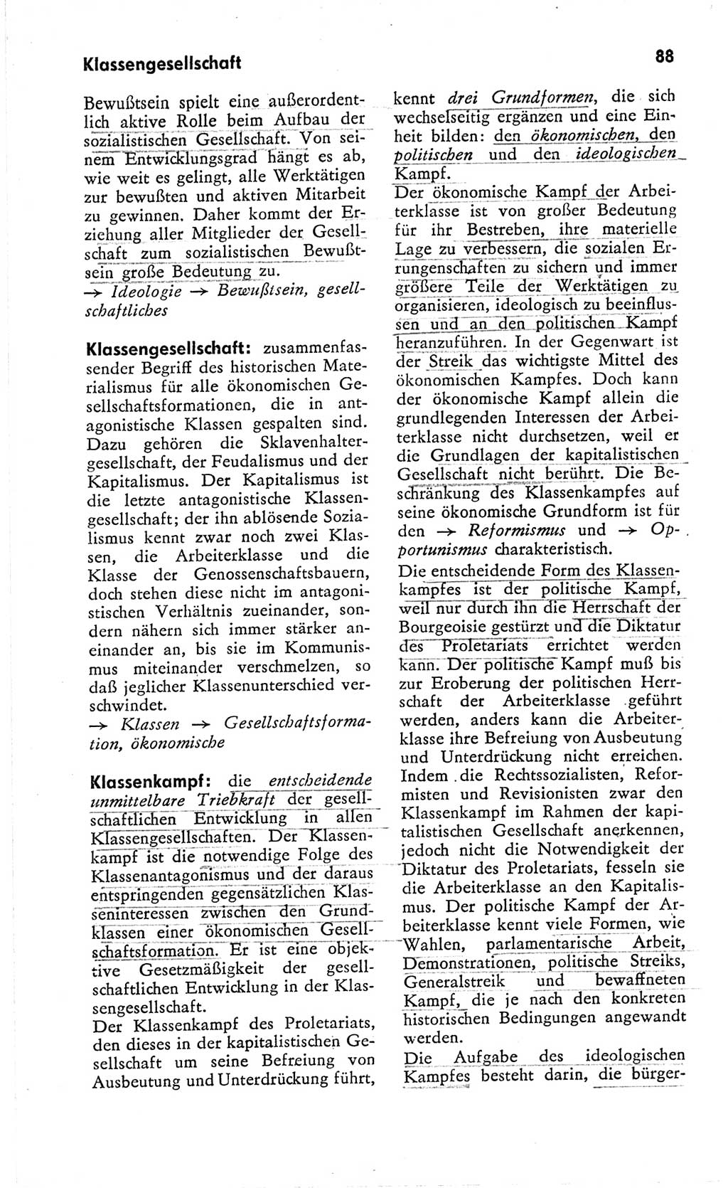 Kleines Wörterbuch der marxistisch-leninistischen Philosophie [Deutsche Demokratische Republik (DDR)] 1966, Seite 88 (Kl. Wb. ML Phil. DDR 1966, S. 88)