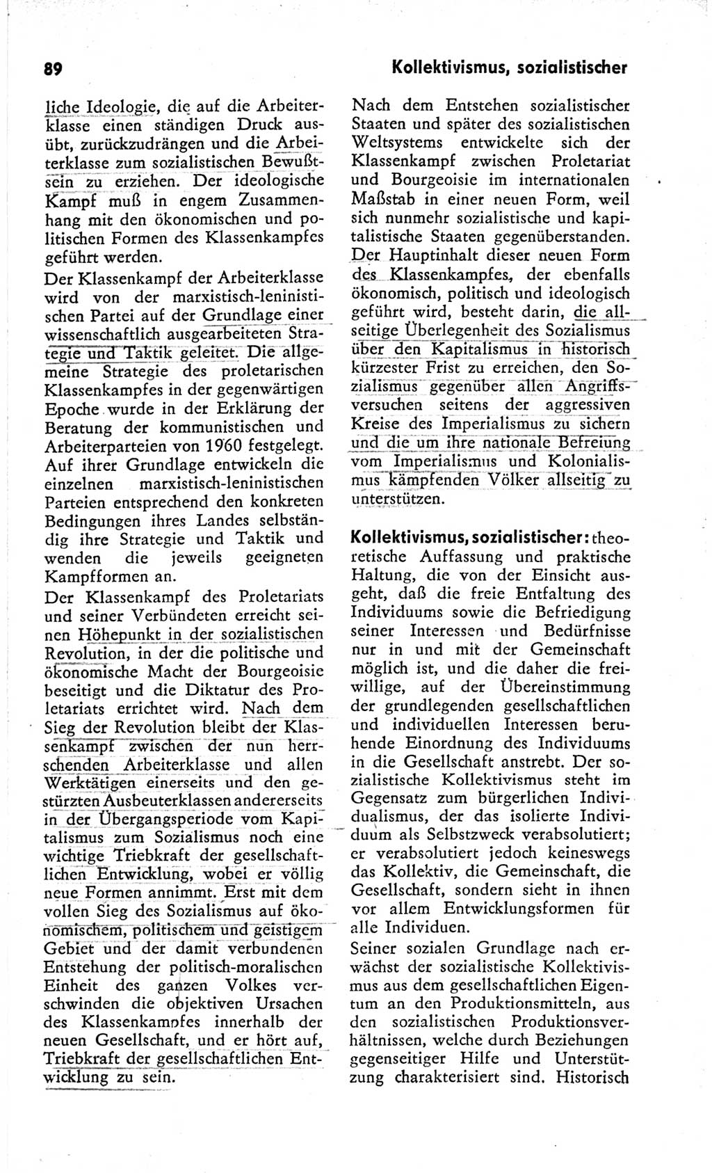 Kleines Wörterbuch der marxistisch-leninistischen Philosophie [Deutsche Demokratische Republik (DDR)] 1966, Seite 89 (Kl. Wb. ML Phil. DDR 1966, S. 89)