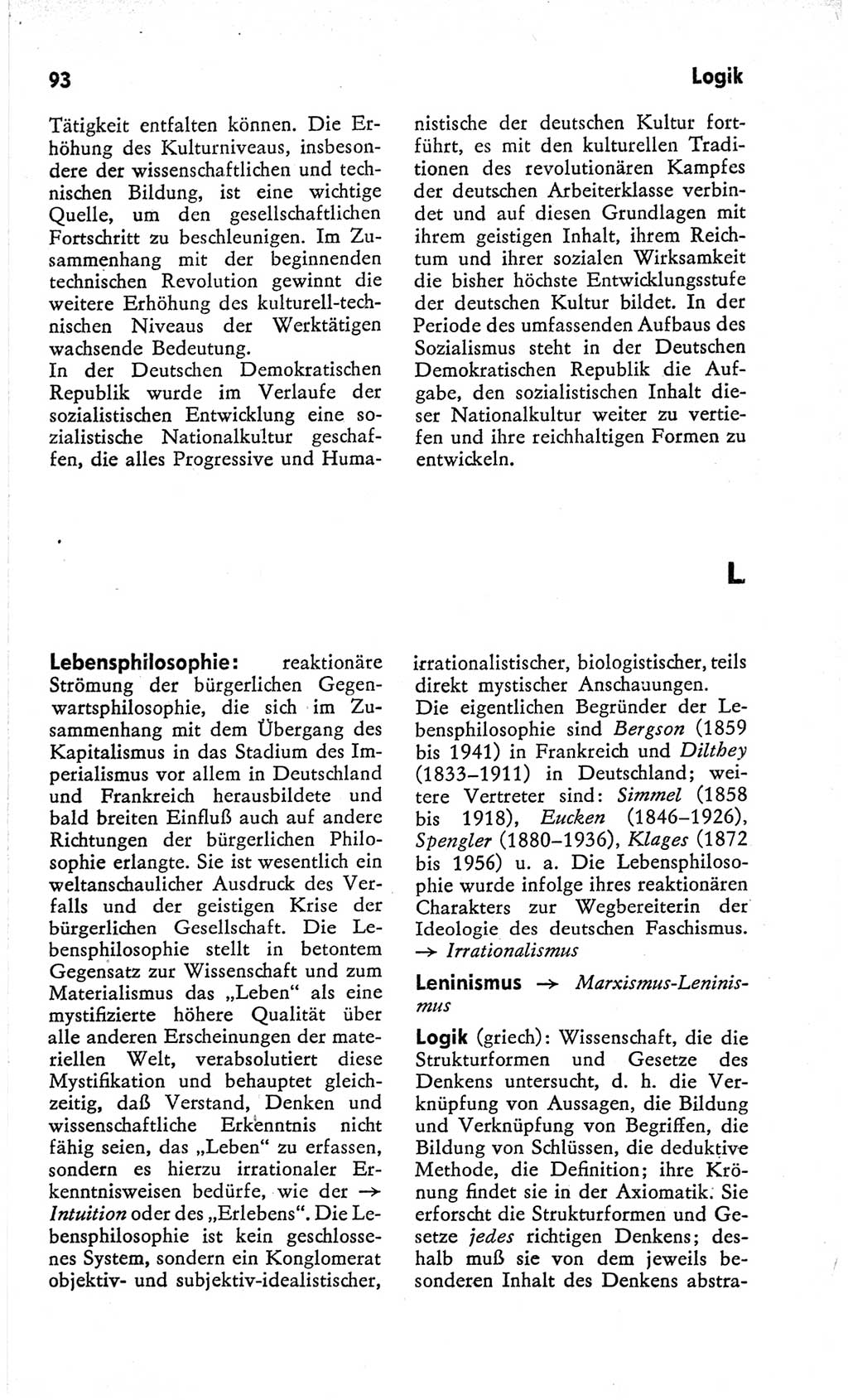 Kleines Wörterbuch der marxistisch-leninistischen Philosophie [Deutsche Demokratische Republik (DDR)] 1966, Seite 93 (Kl. Wb. ML Phil. DDR 1966, S. 93)