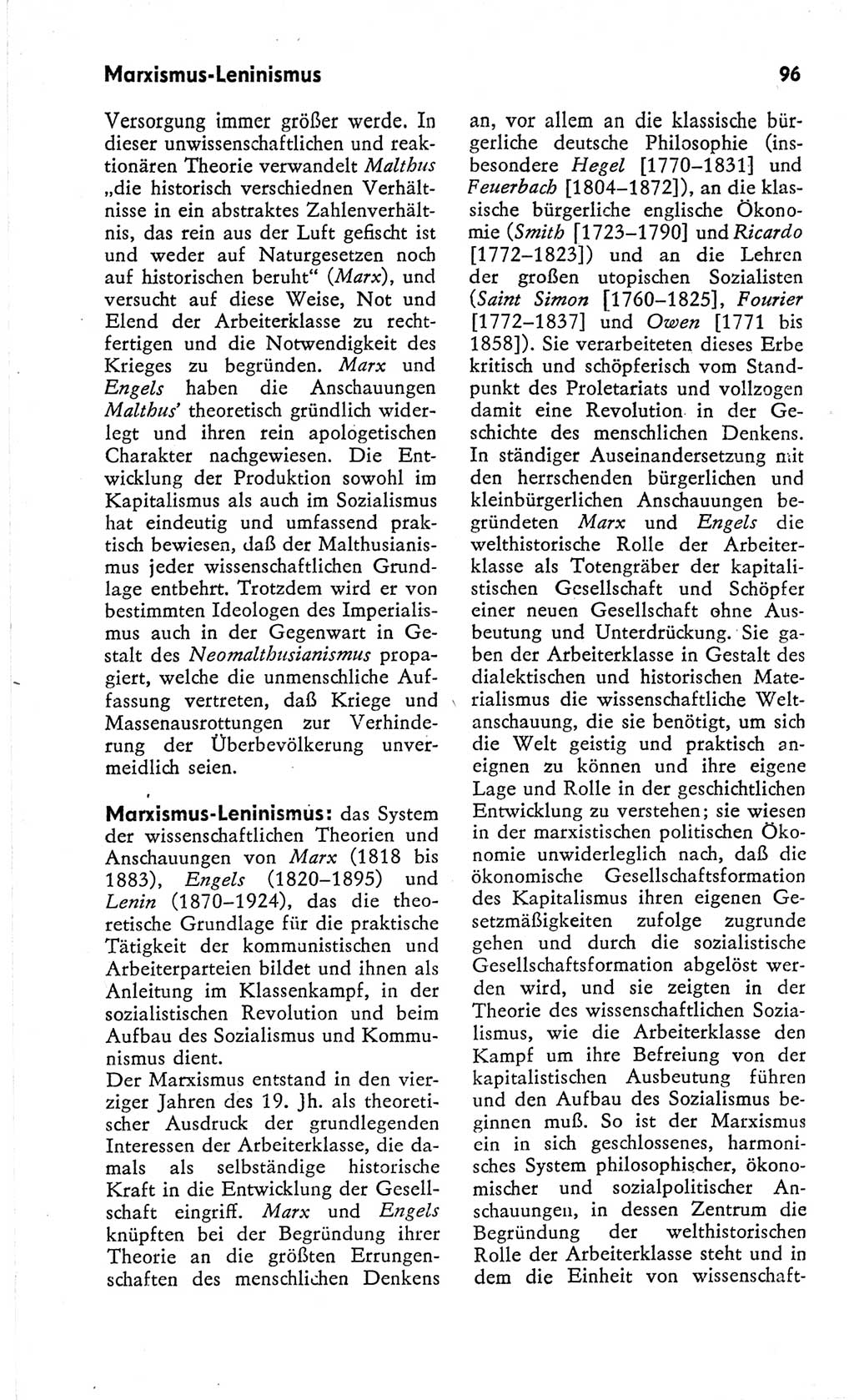 Kleines Wörterbuch der marxistisch-leninistischen Philosophie [Deutsche Demokratische Republik (DDR)] 1966, Seite 96 (Kl. Wb. ML Phil. DDR 1966, S. 96)