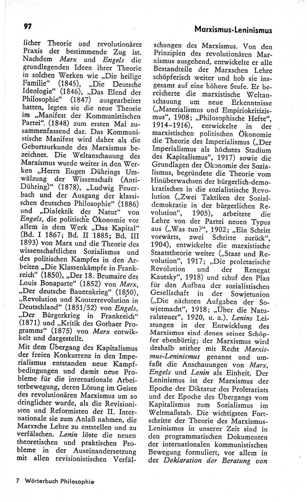 Kleines Wörterbuch der marxistisch-leninistischen Philosophie [Deutsche Demokratische Republik (DDR)] 1966, Seite 97 (Kl. Wb. ML Phil. DDR 1966, S. 97)