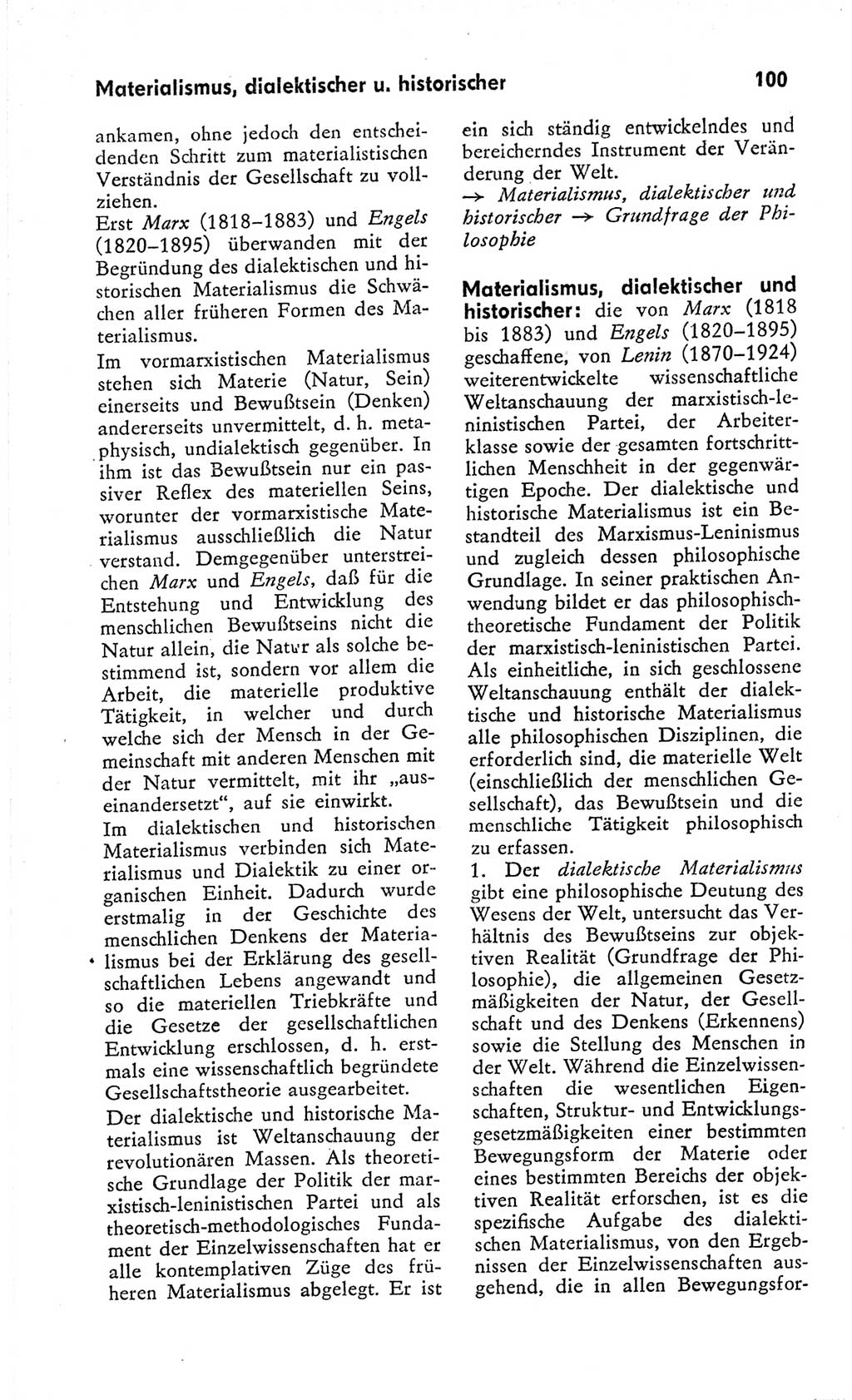 Kleines Wörterbuch der marxistisch-leninistischen Philosophie [Deutsche Demokratische Republik (DDR)] 1966, Seite 100 (Kl. Wb. ML Phil. DDR 1966, S. 100)