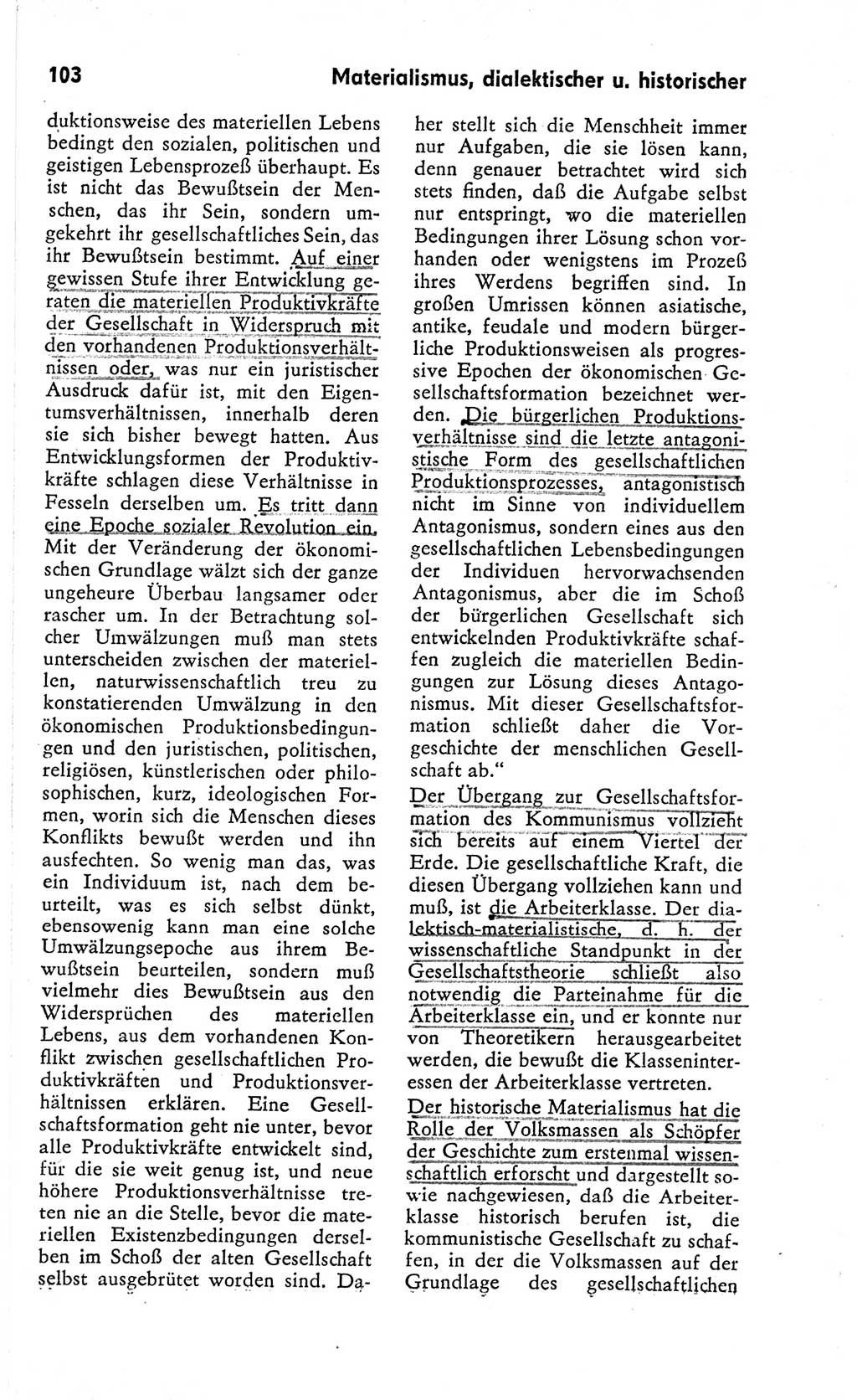 Kleines Wörterbuch der marxistisch-leninistischen Philosophie [Deutsche Demokratische Republik (DDR)] 1966, Seite 103 (Kl. Wb. ML Phil. DDR 1966, S. 103)