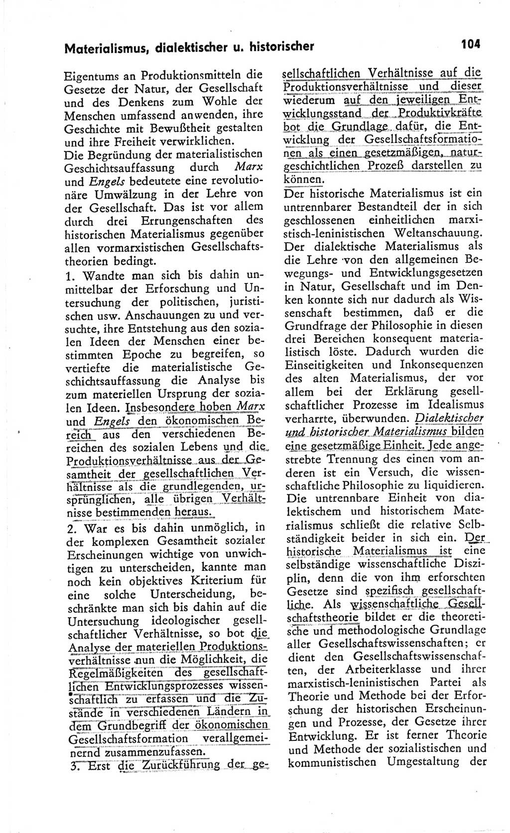Kleines Wörterbuch der marxistisch-leninistischen Philosophie [Deutsche Demokratische Republik (DDR)] 1966, Seite 104 (Kl. Wb. ML Phil. DDR 1966, S. 104)