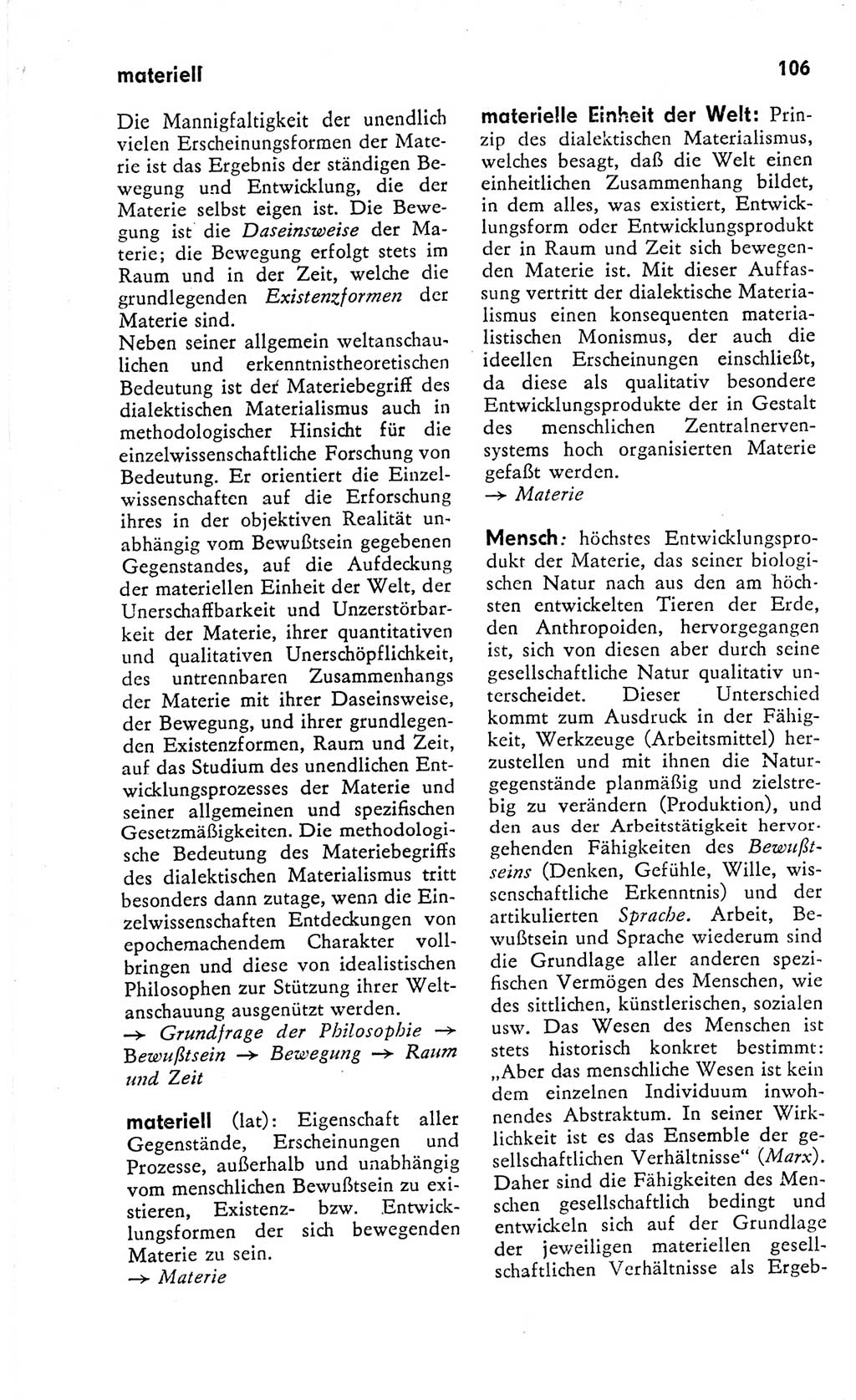 Kleines Wörterbuch der marxistisch-leninistischen Philosophie [Deutsche Demokratische Republik (DDR)] 1966, Seite 106 (Kl. Wb. ML Phil. DDR 1966, S. 106)