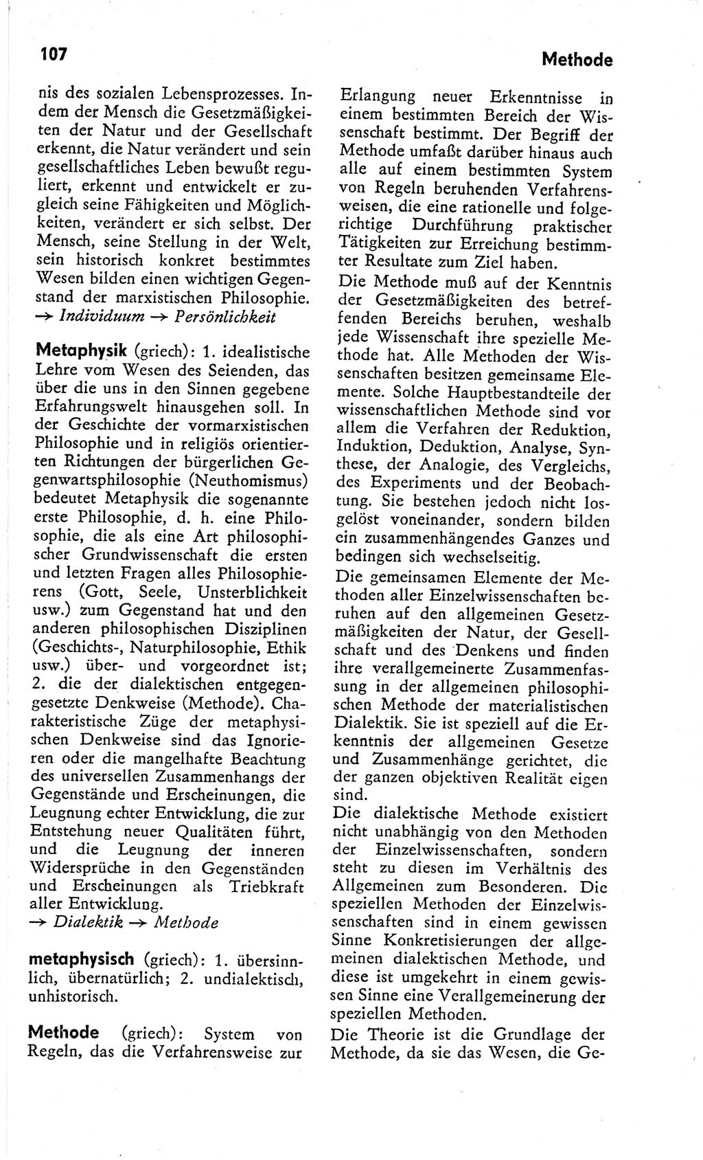 Kleines Wörterbuch der marxistisch-leninistischen Philosophie [Deutsche Demokratische Republik (DDR)] 1966, Seite 107 (Kl. Wb. ML Phil. DDR 1966, S. 107)