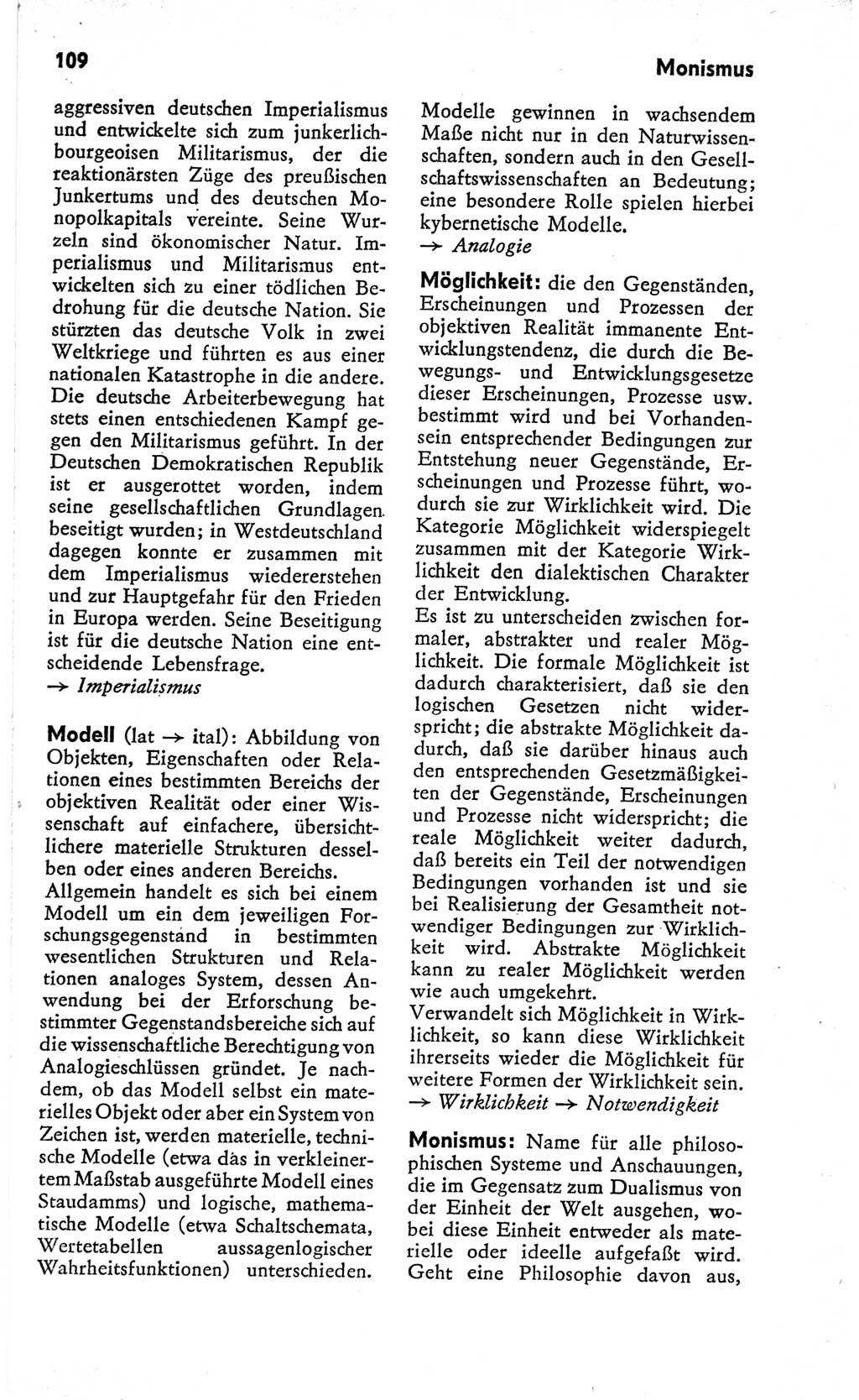 Kleines Wörterbuch der marxistisch-leninistischen Philosophie [Deutsche Demokratische Republik (DDR)] 1966, Seite 109 (Kl. Wb. ML Phil. DDR 1966, S. 109)