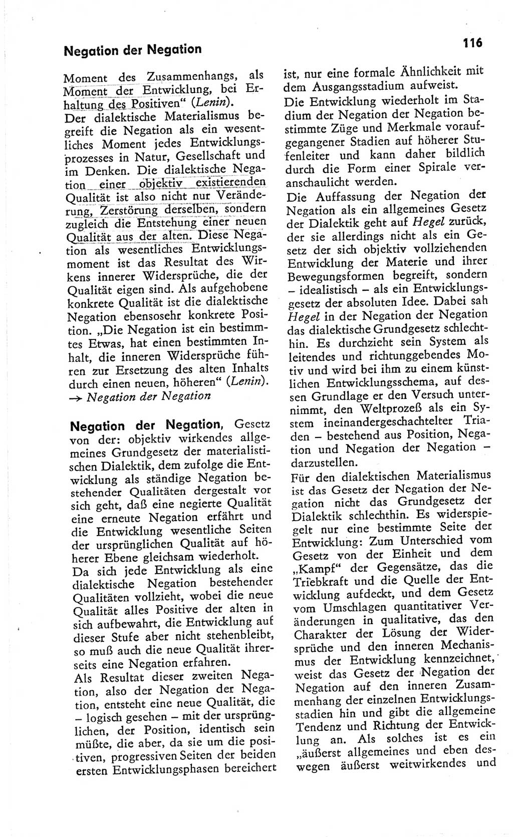 Kleines Wörterbuch der marxistisch-leninistischen Philosophie [Deutsche Demokratische Republik (DDR)] 1966, Seite 116 (Kl. Wb. ML Phil. DDR 1966, S. 116)