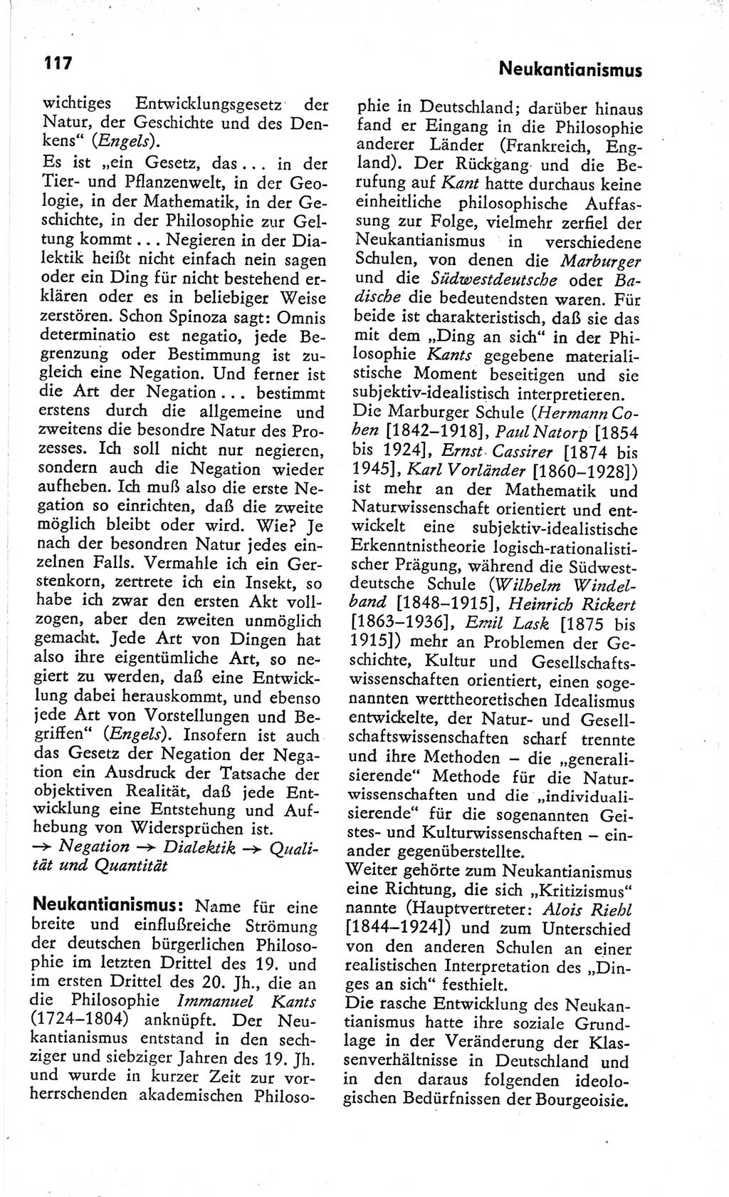 Kleines Wörterbuch der marxistisch-leninistischen Philosophie [Deutsche Demokratische Republik (DDR)] 1966, Seite 117 (Kl. Wb. ML Phil. DDR 1966, S. 117)