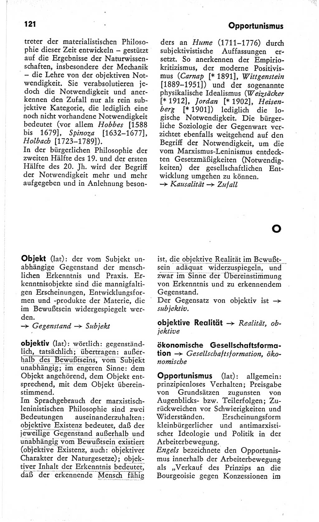 Kleines Wörterbuch der marxistisch-leninistischen Philosophie [Deutsche Demokratische Republik (DDR)] 1966, Seite 121 (Kl. Wb. ML Phil. DDR 1966, S. 121)