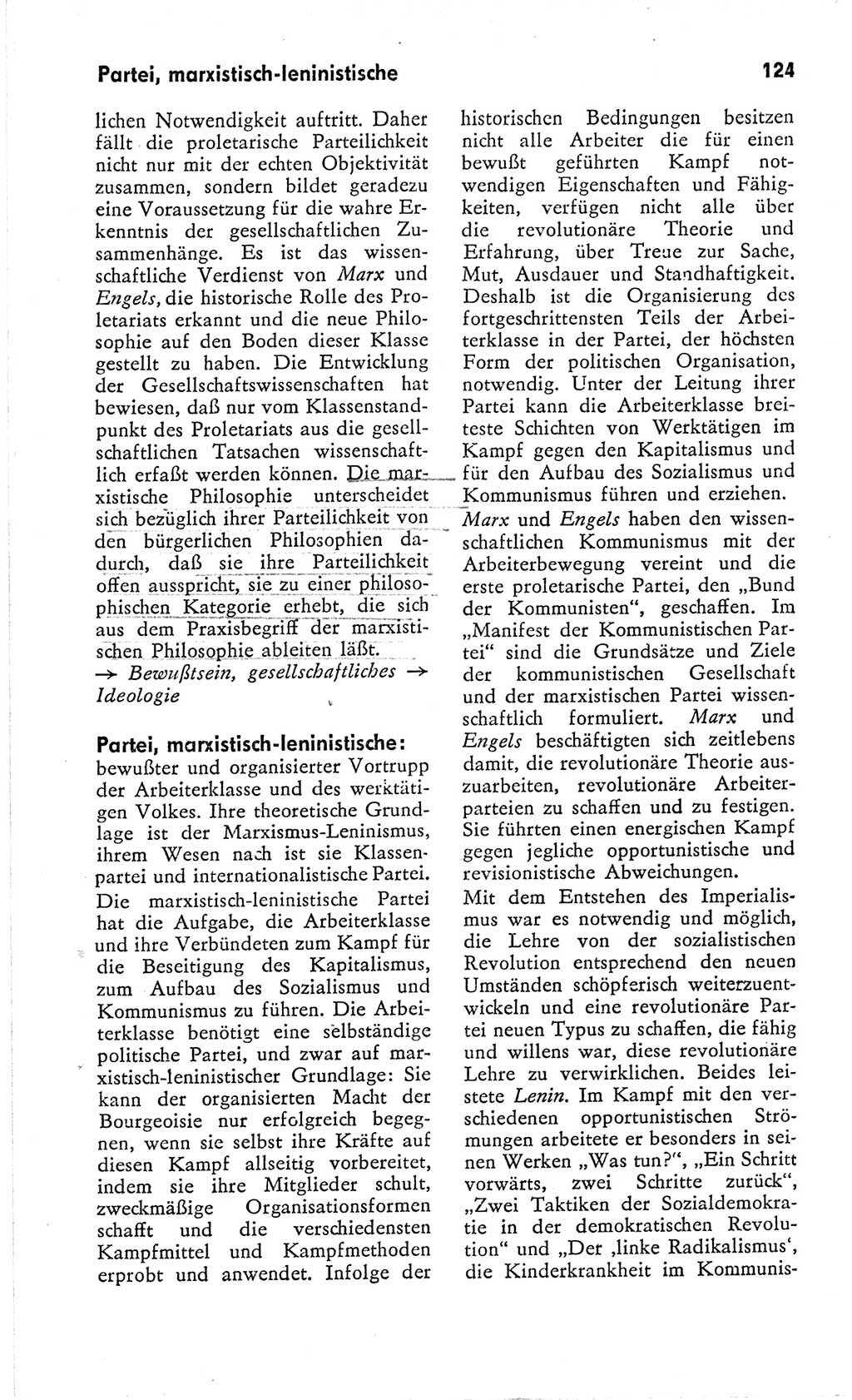 Kleines Wörterbuch der marxistisch-leninistischen Philosophie [Deutsche Demokratische Republik (DDR)] 1966, Seite 124 (Kl. Wb. ML Phil. DDR 1966, S. 124)