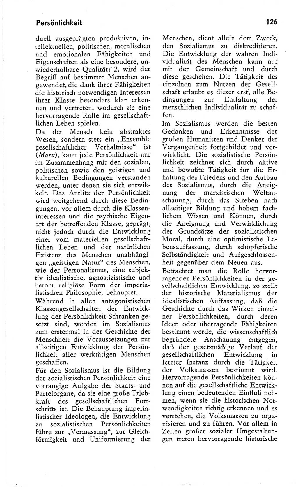 Kleines Wörterbuch der marxistisch-leninistischen Philosophie [Deutsche Demokratische Republik (DDR)] 1966, Seite 126 (Kl. Wb. ML Phil. DDR 1966, S. 126)