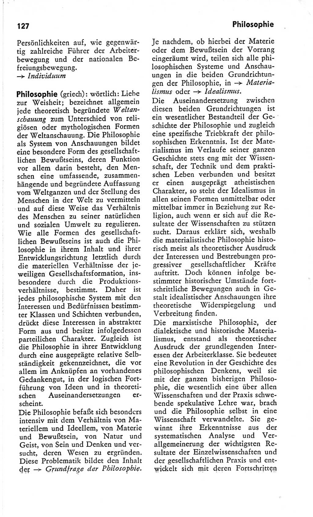 Kleines Wörterbuch der marxistisch-leninistischen Philosophie [Deutsche Demokratische Republik (DDR)] 1966, Seite 127 (Kl. Wb. ML Phil. DDR 1966, S. 127)