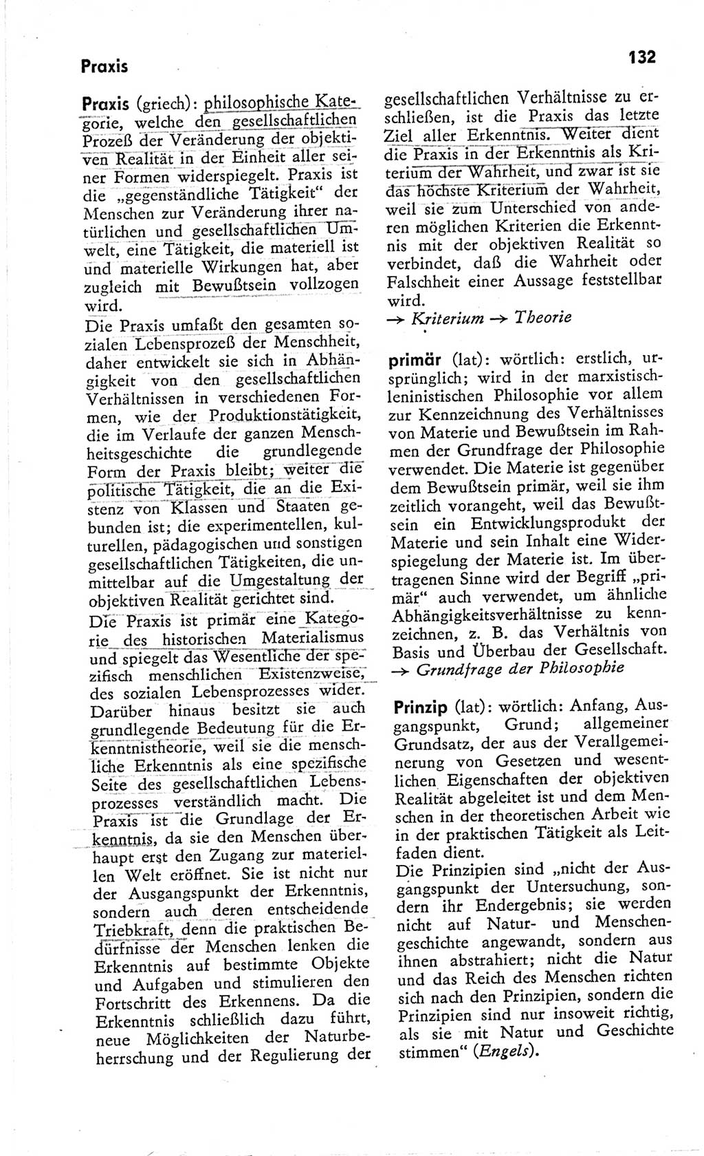 Kleines Wörterbuch der marxistisch-leninistischen Philosophie [Deutsche Demokratische Republik (DDR)] 1966, Seite 132 (Kl. Wb. ML Phil. DDR 1966, S. 132)